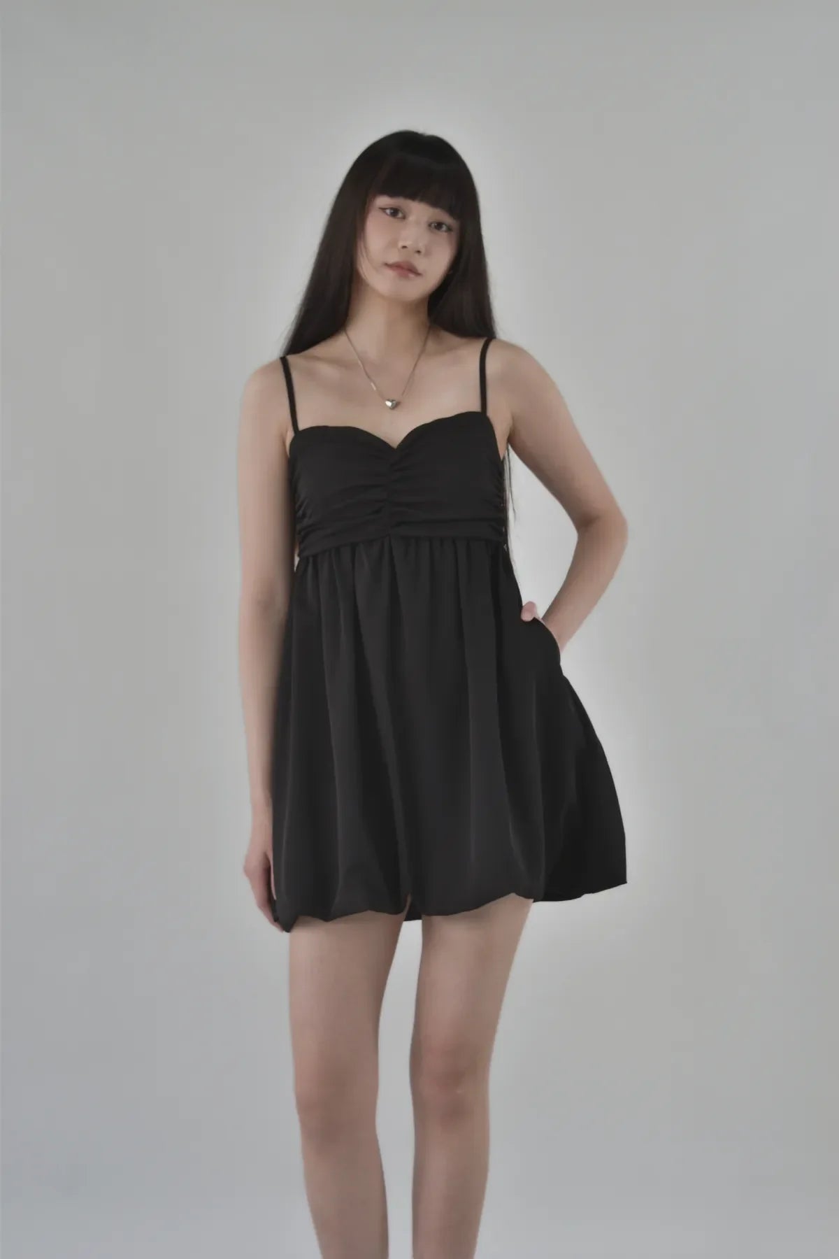 Yuna Bubble Hem Padded Ruched Mini Dress
