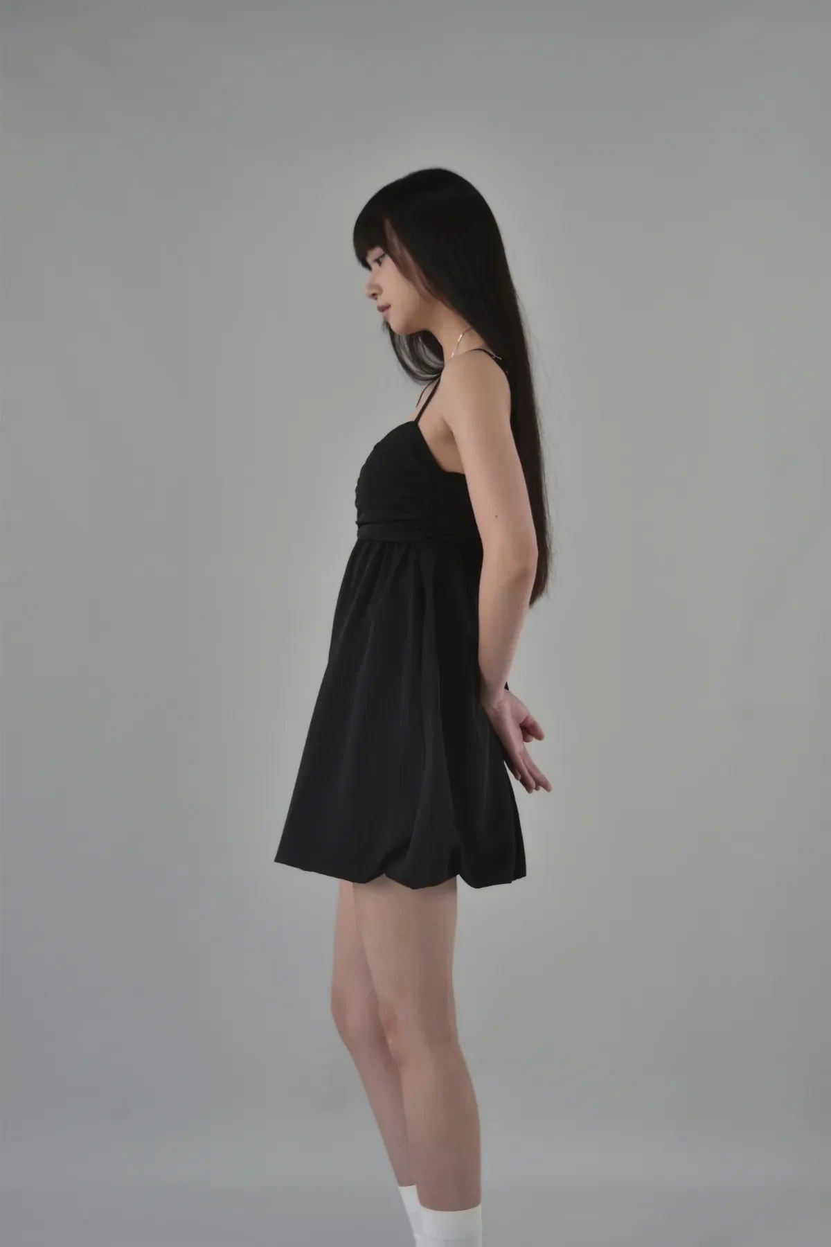 Yuna Bubble Hem Padded Ruched Mini Dress