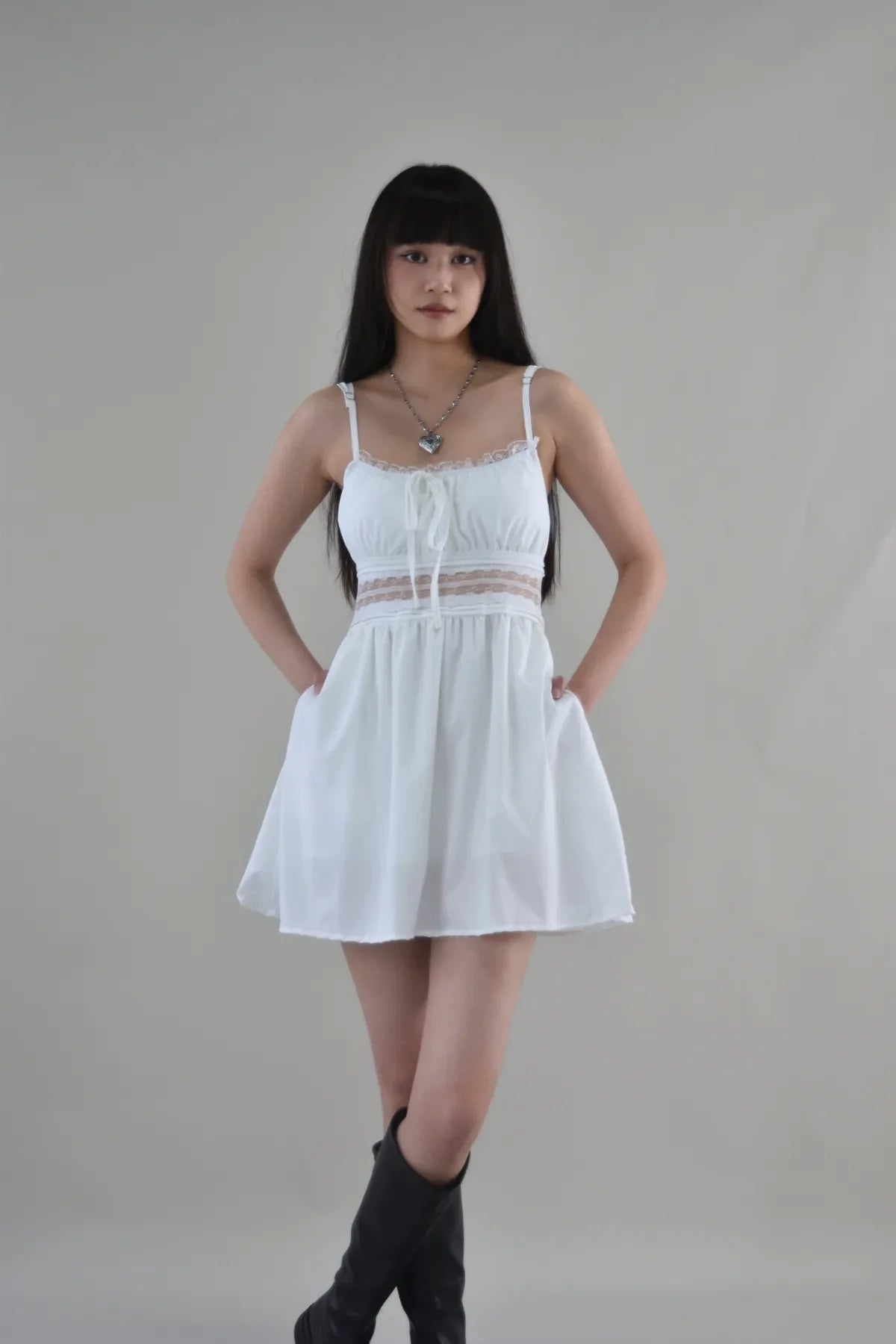 Josette Lace Panel Waist Padded Mini Dress