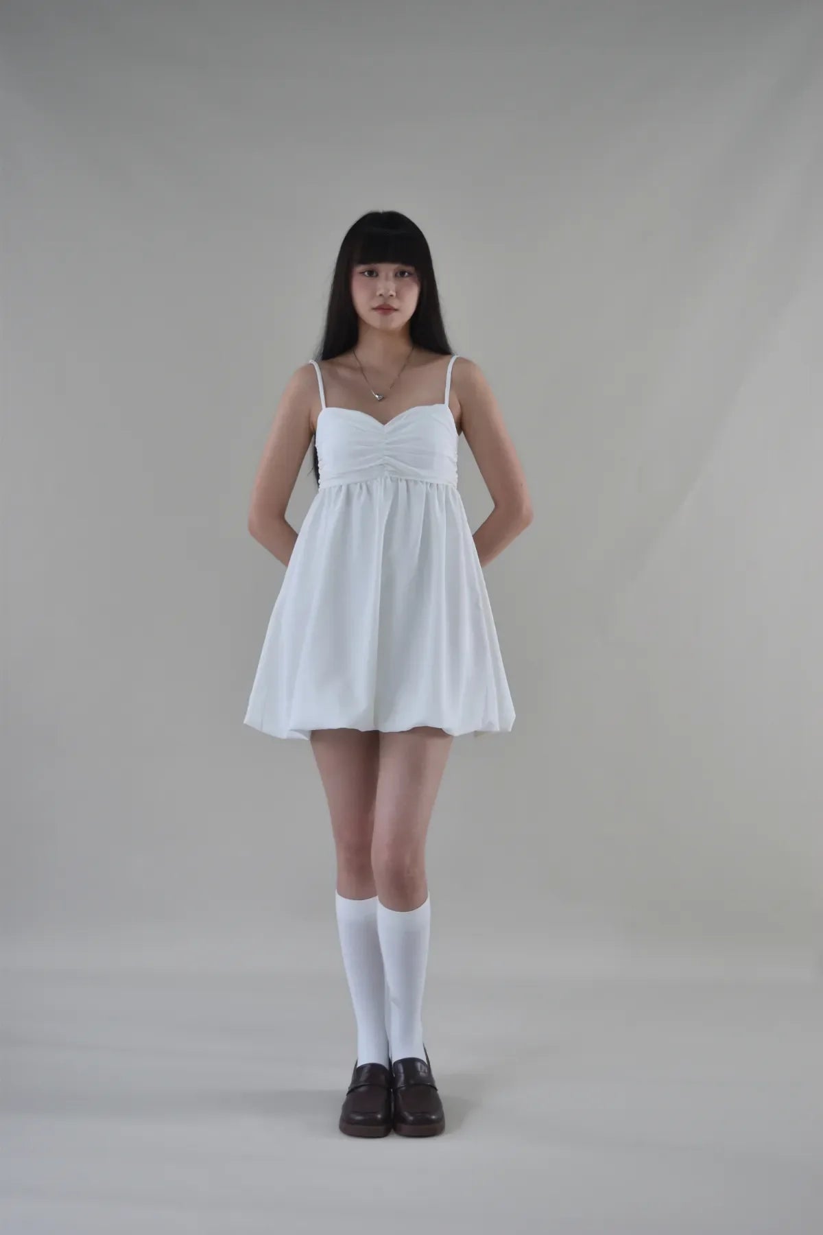Yuna Bubble Hem Padded Ruched Mini Dress