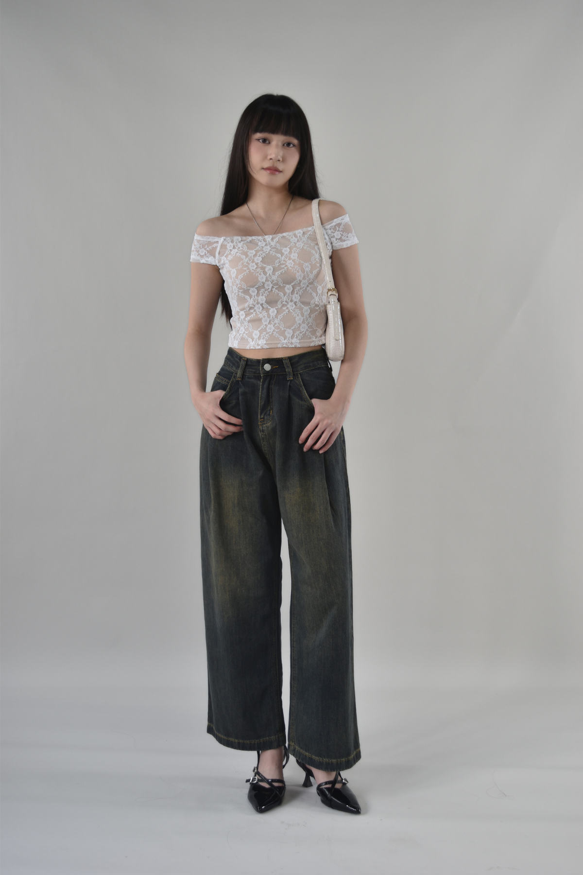 Sammie Front Pleat Relaxed Cut Long Jeans