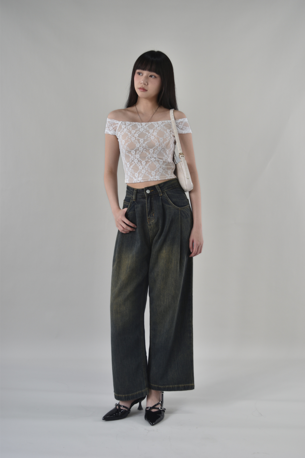 Sammie Front Pleat Relaxed Cut Long Jeans