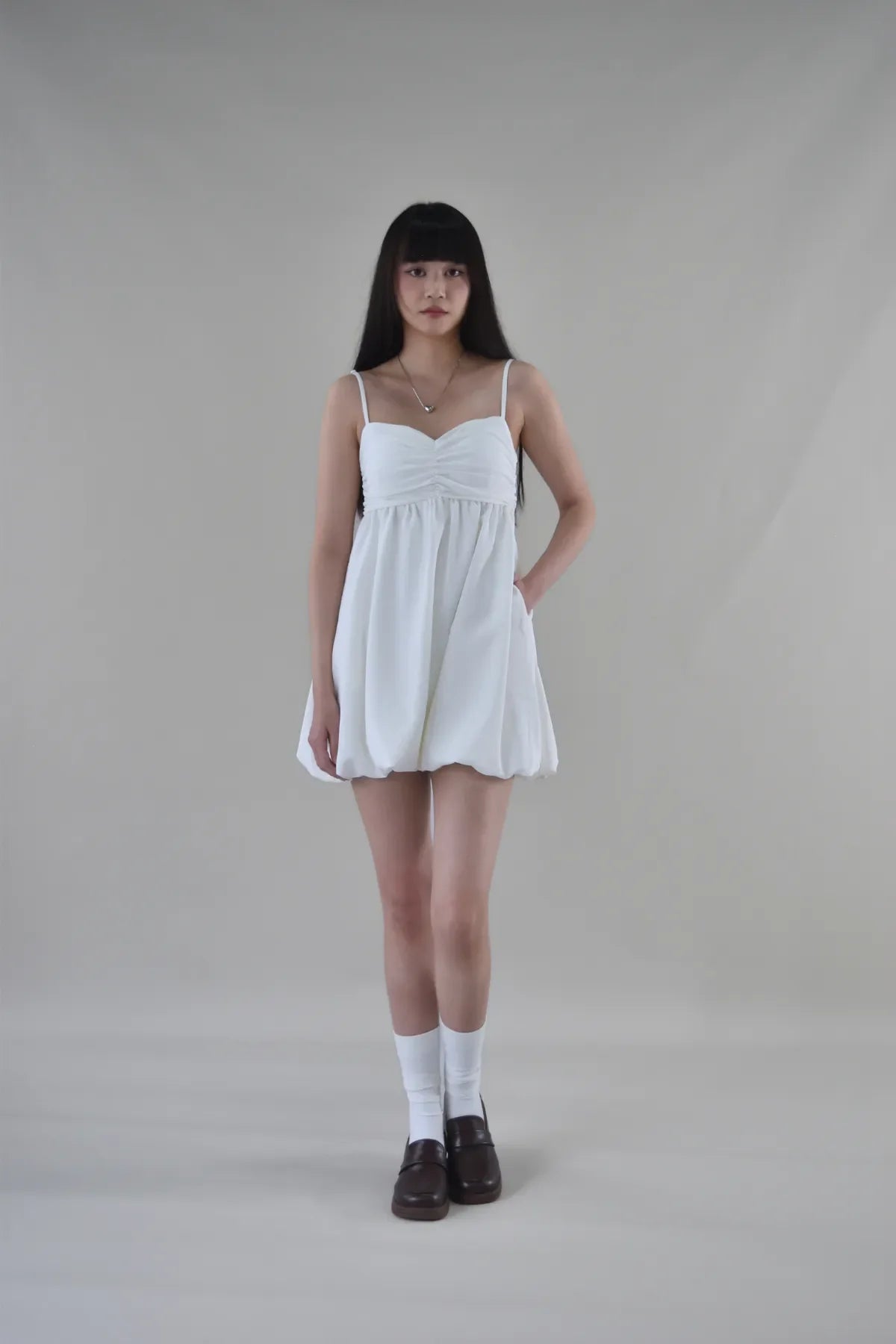 Yuna Bubble Hem Padded Ruched Mini Dress