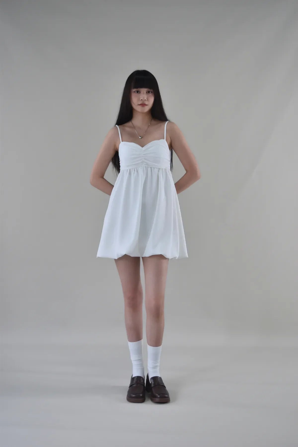 Yuna Bubble Hem Padded Ruched Mini Dress