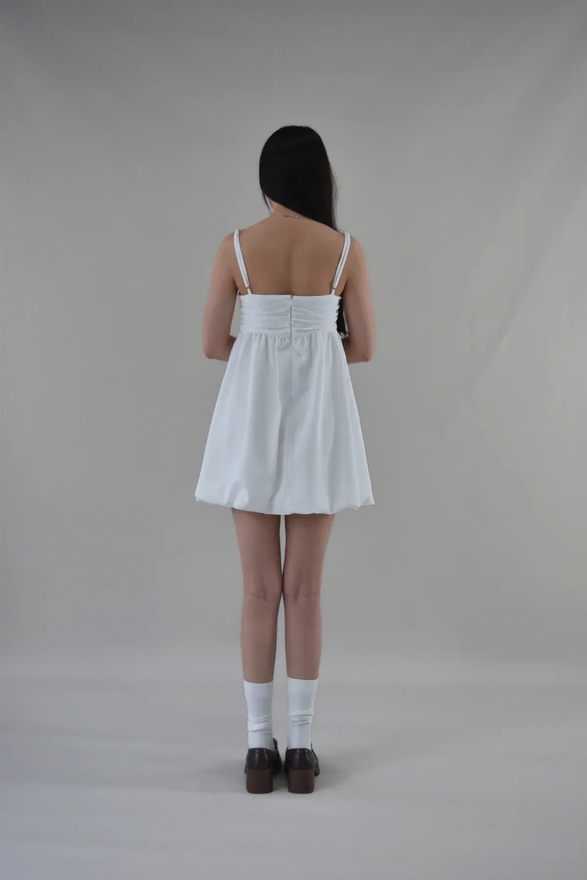 Yuna Bubble Hem Padded Ruched Mini Dress