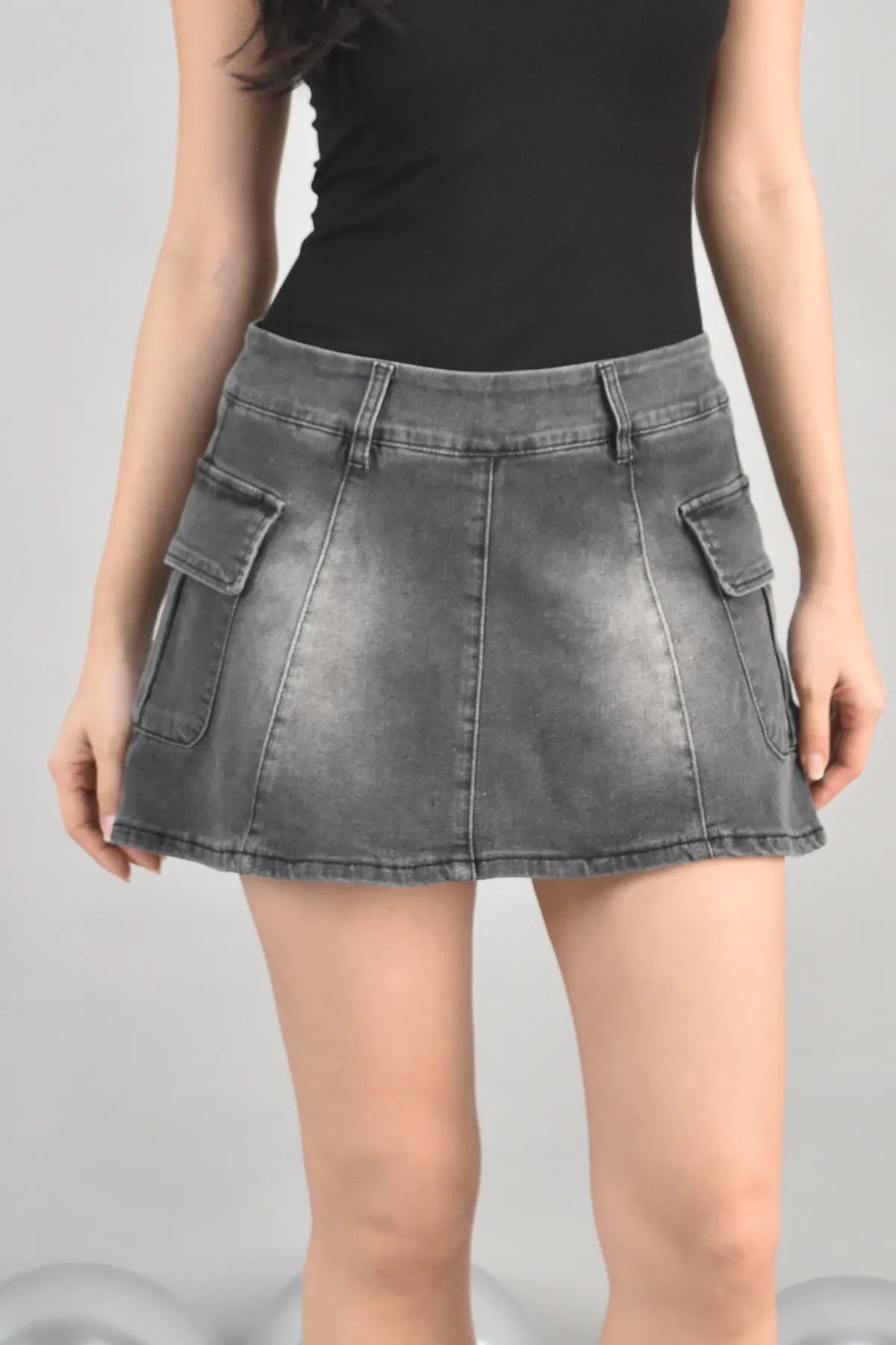 Alexis Two-Way Cargo Vintage Wash Denim Skort