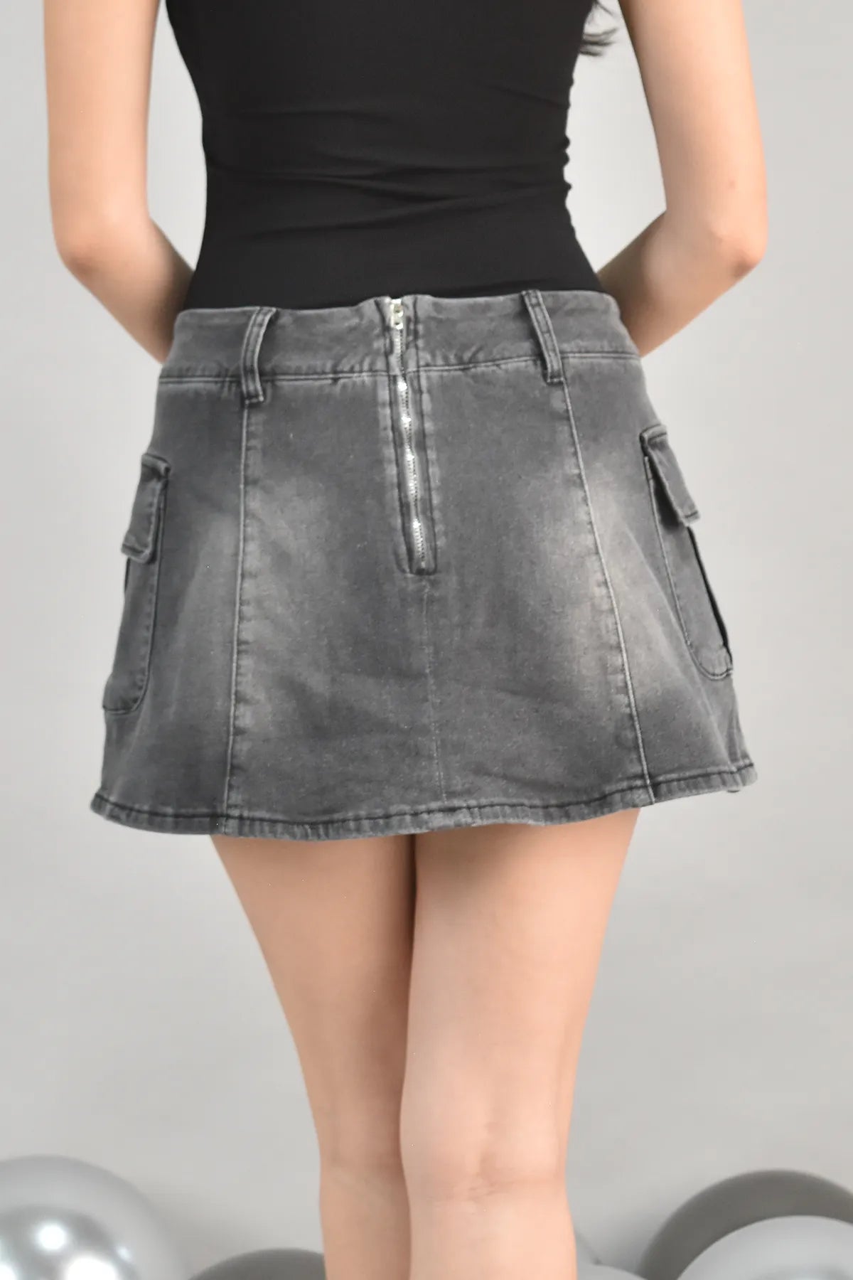 Alexis Two-Way Cargo Vintage Wash Denim Skort