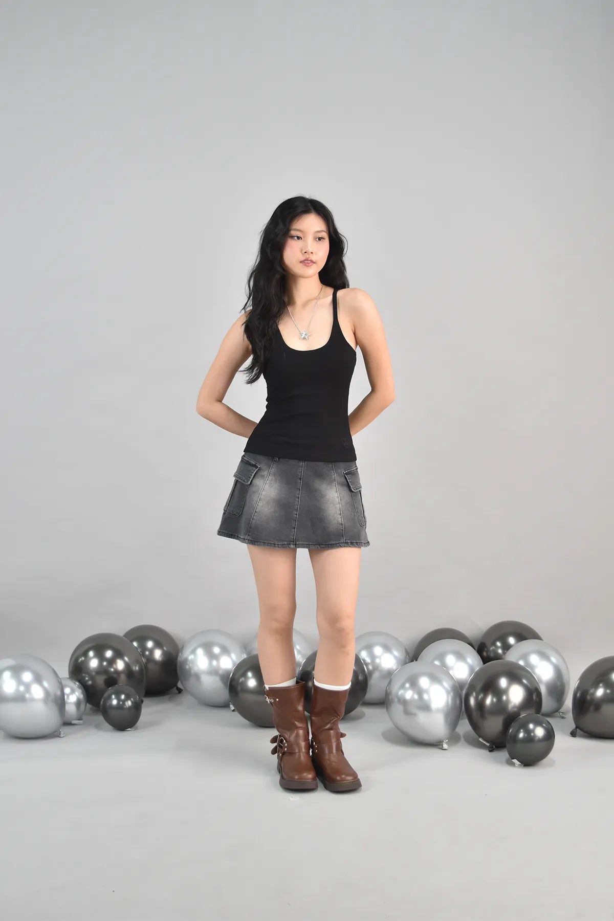 Alexis Two-Way Cargo Vintage Wash Denim Skort