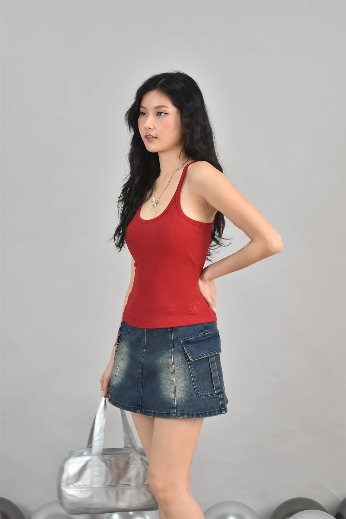 Alexis Two-Way Cargo Vintage Wash Denim Skort