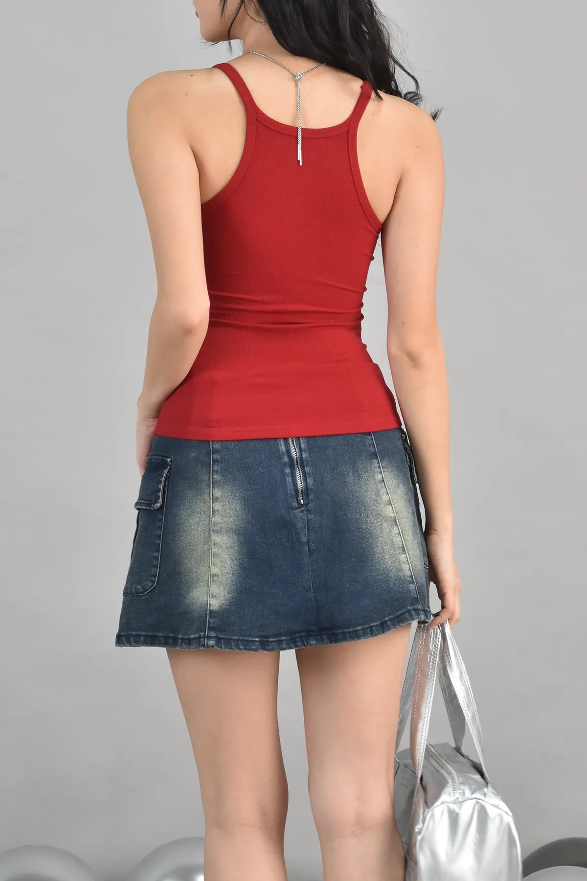 Alexis Two-Way Cargo Vintage Wash Denim Skort