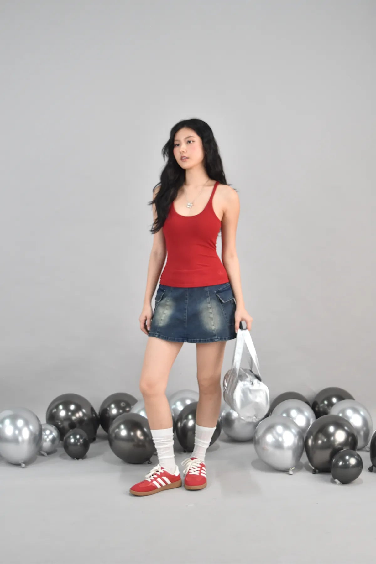 Alexis Two-Way Cargo Vintage Wash Denim Skort
