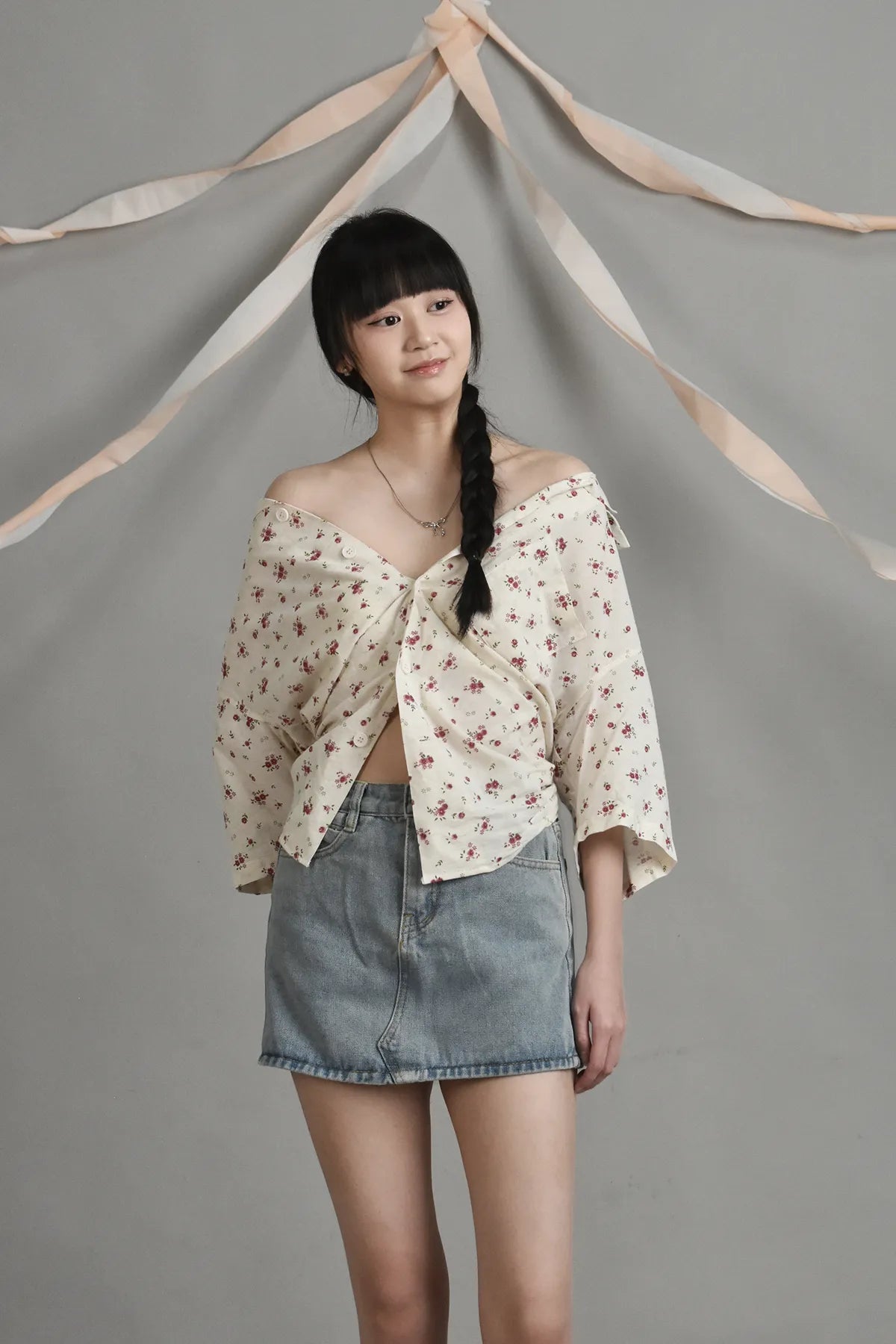 Blossom Broody Collar Short-Sleeved Shirt
