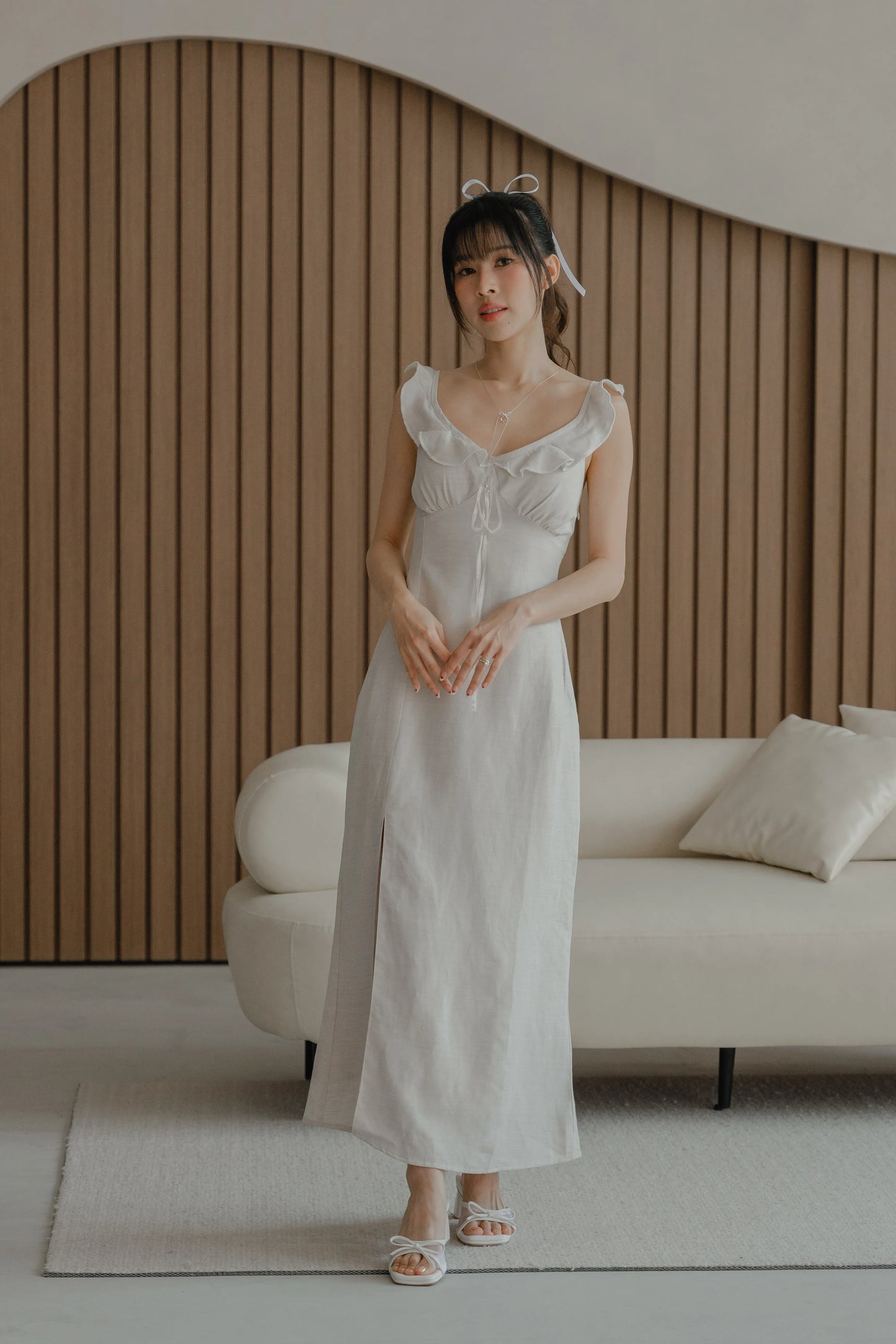 NICOLECHANGMIN x LIKKA Delphine Dress in Oat