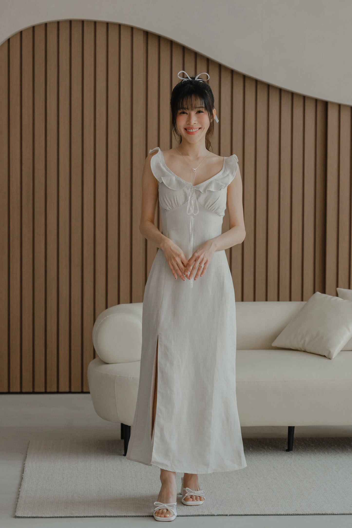NICOLECHANGMIN x LIKKA Delphine Dress in Oat