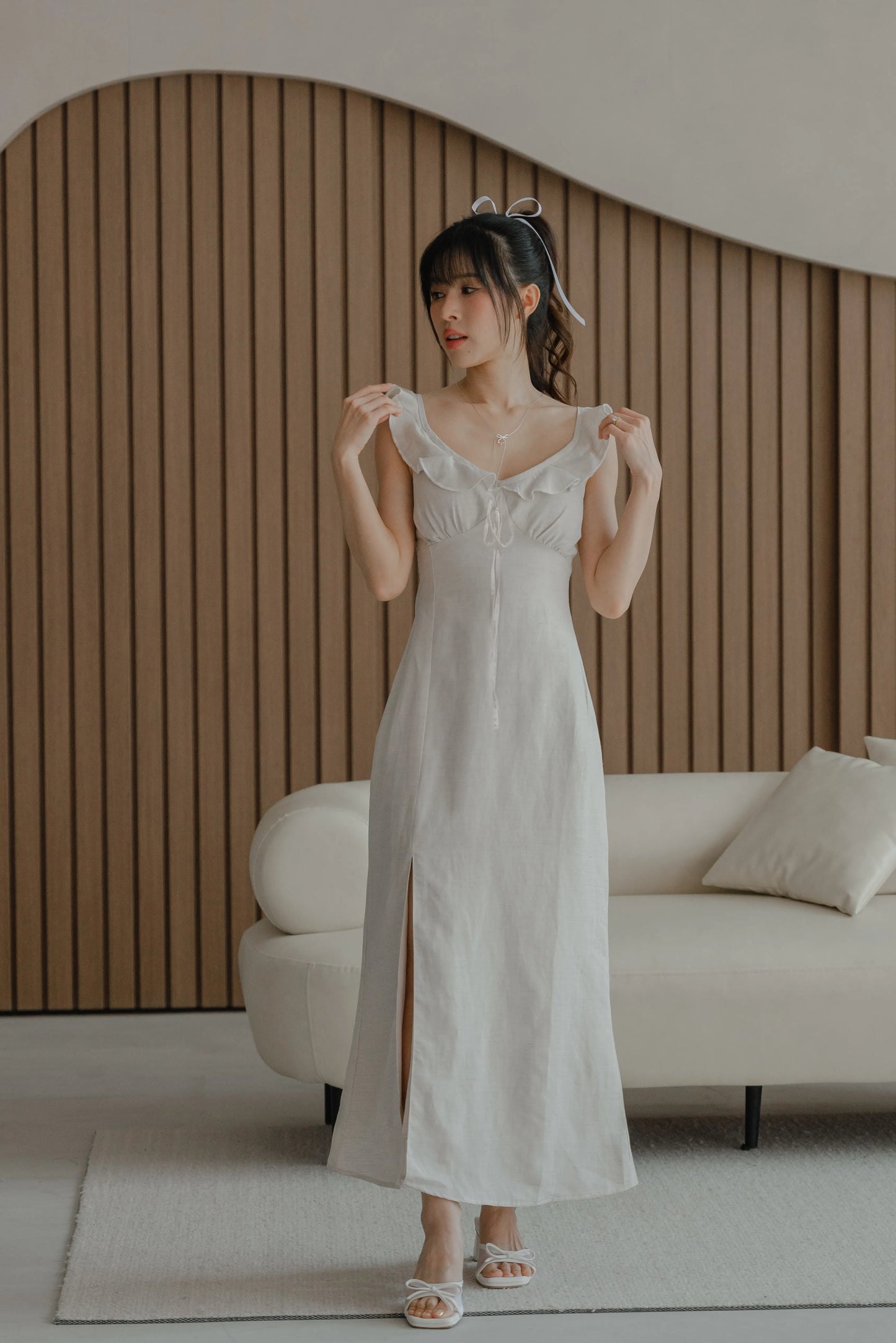 NICOLECHANGMIN x LIKKA Delphine Dress in Oat