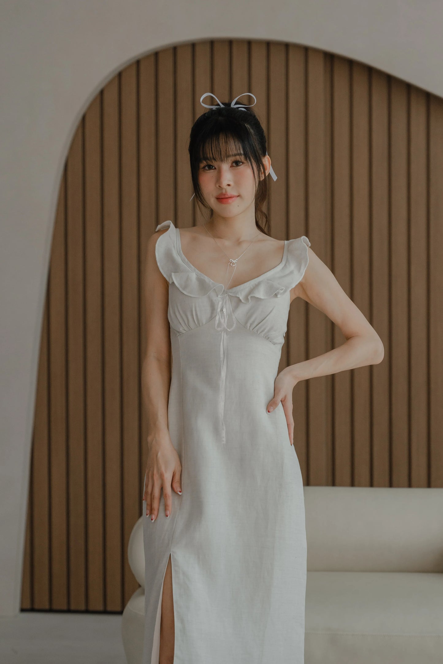 NICOLECHANGMIN x LIKKA Delphine Dress in Oat