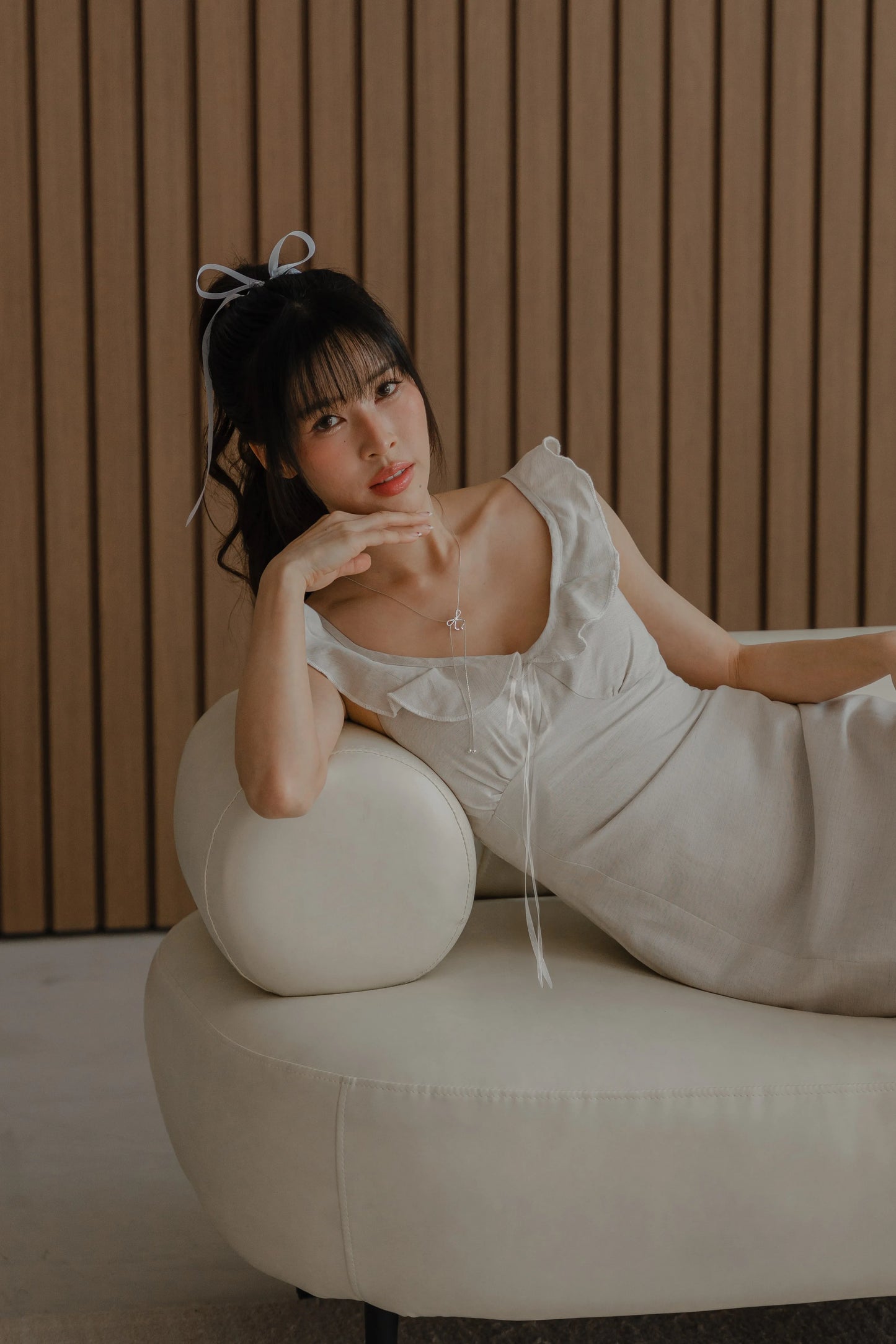 NICOLECHANGMIN x LIKKA Delphine Dress in Oat