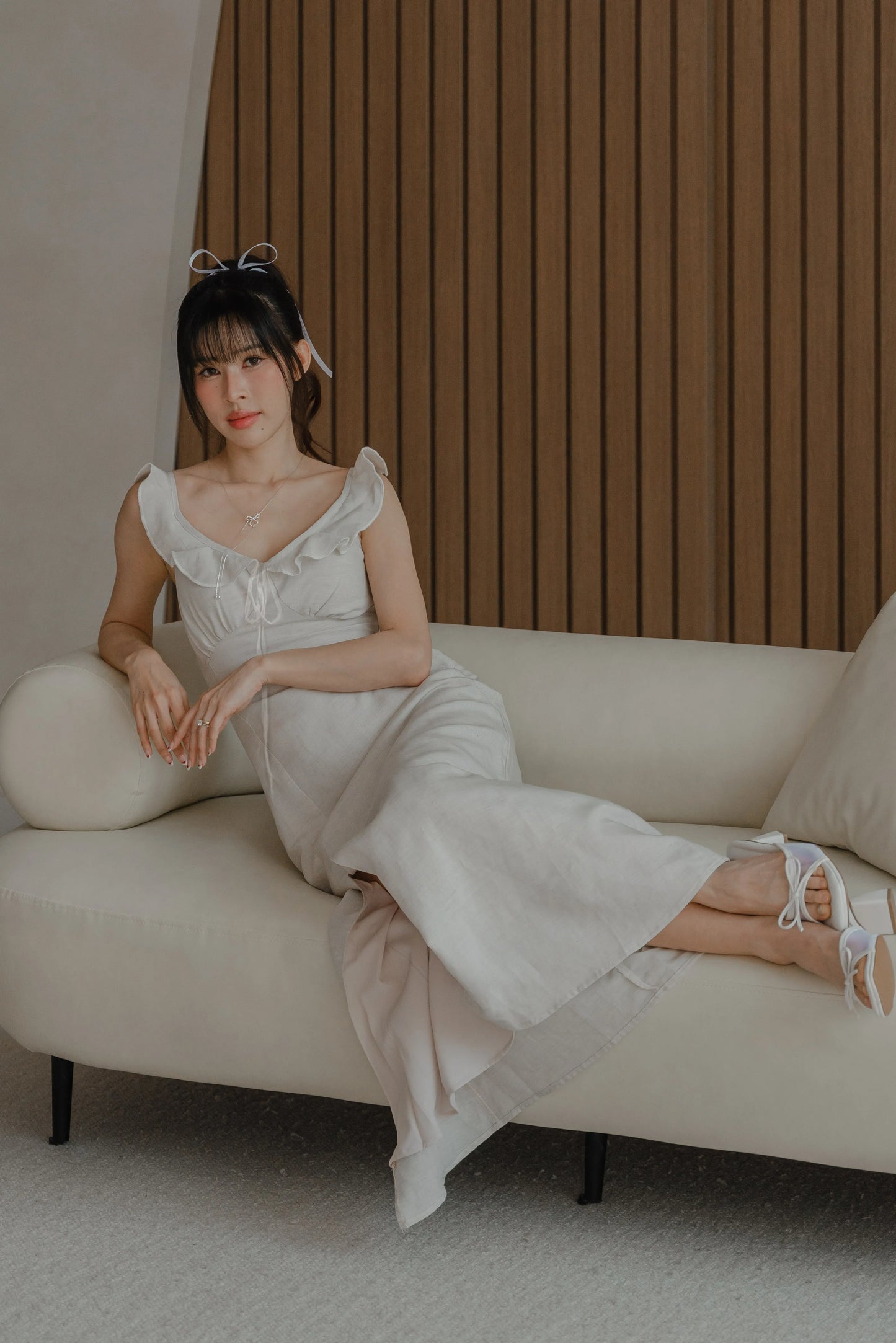 NICOLECHANGMIN x LIKKA Delphine Dress in Oat