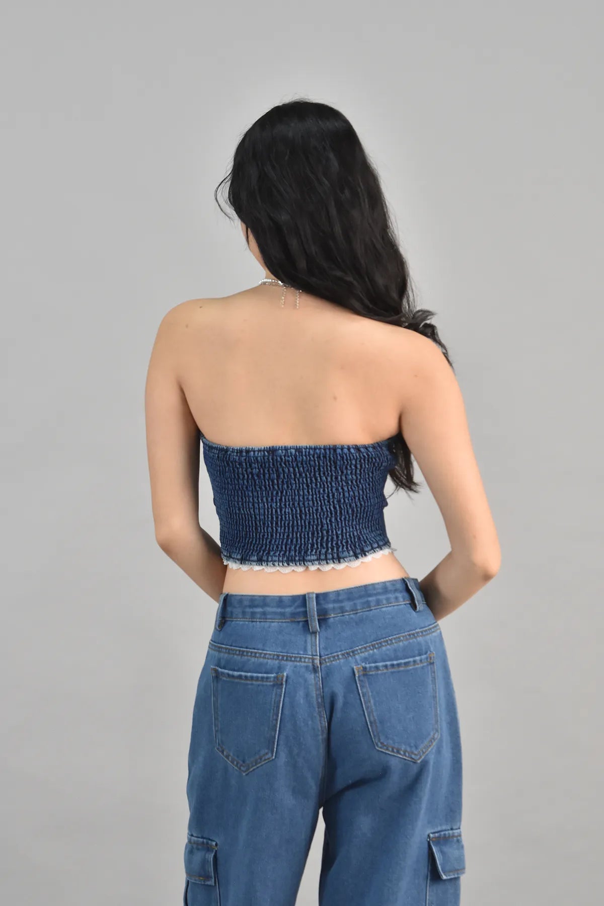 Gabrielle Sweetheart Denim Cropped Tube Top