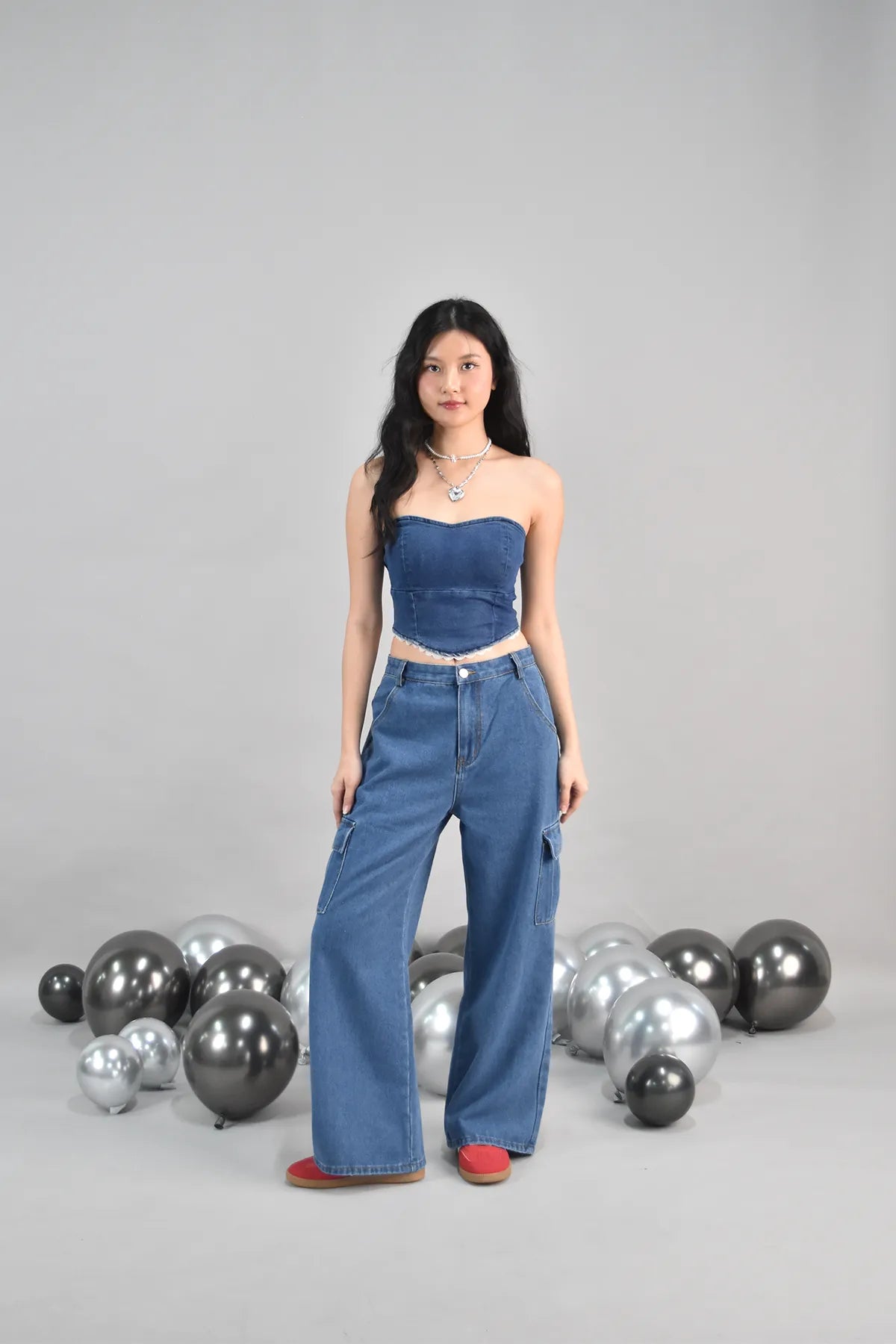 Gabrielle Sweetheart Denim Cropped Tube Top