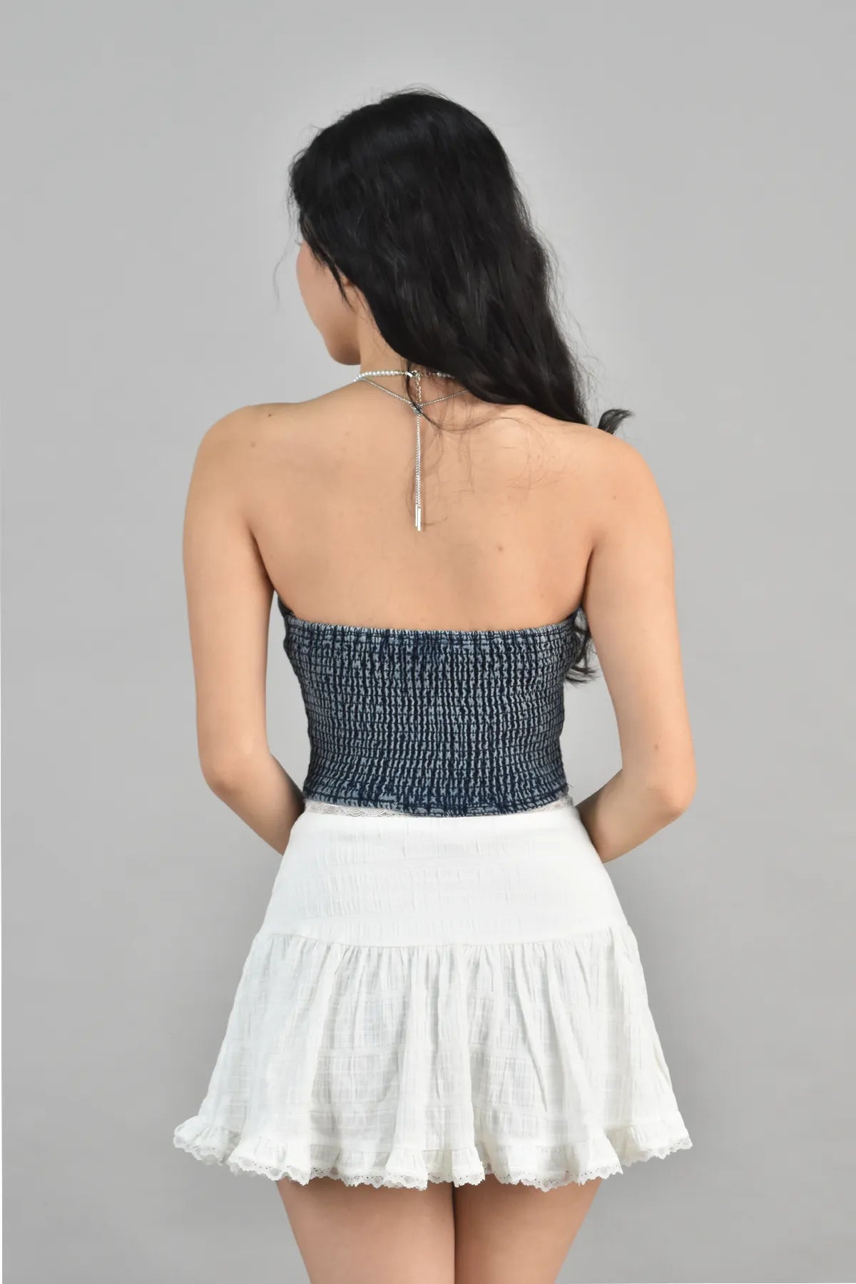 Gabrielle Sweetheart Denim Cropped Tube Top