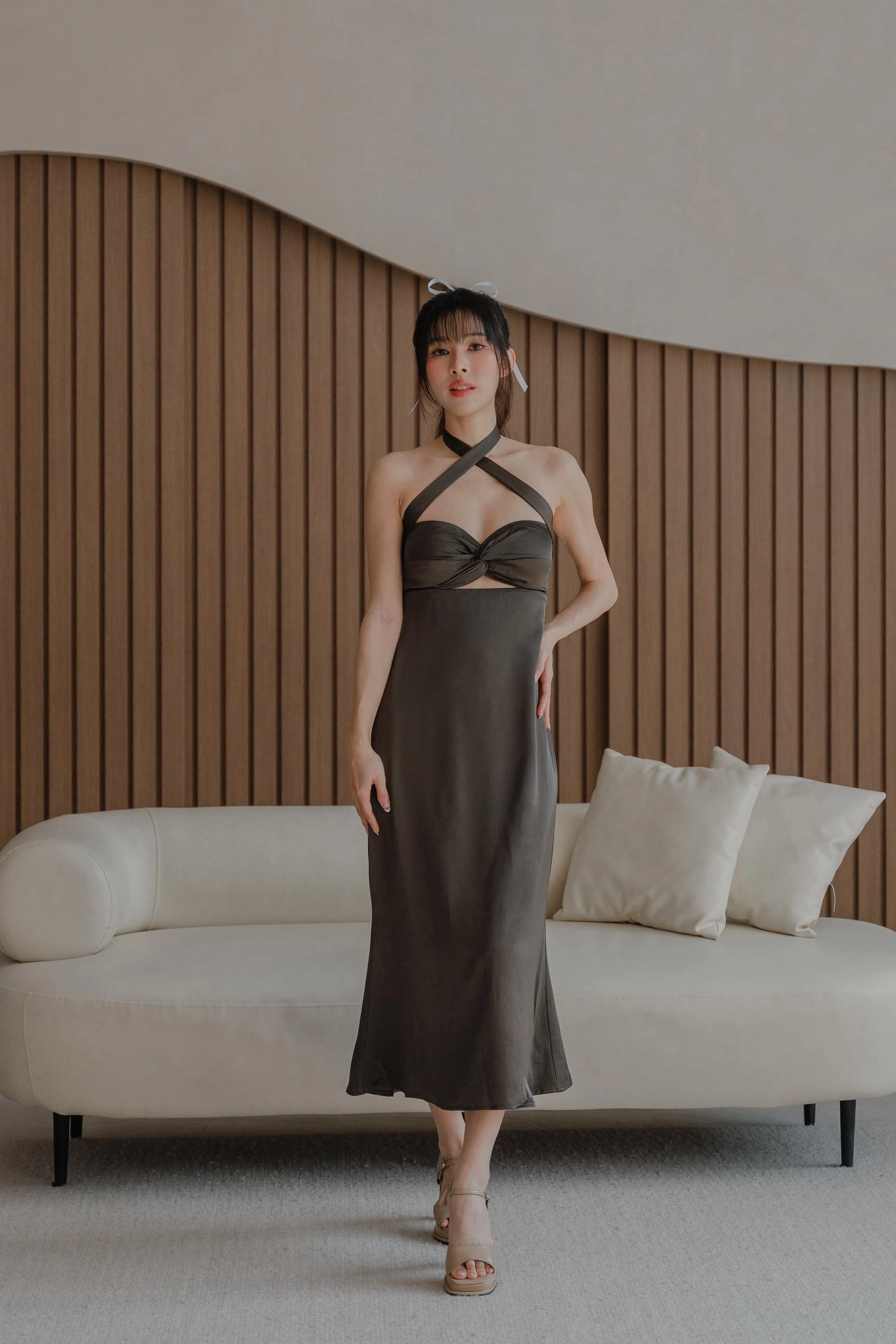 NICOLECHANGMIN x LIKKA Arista Dress in Pewter