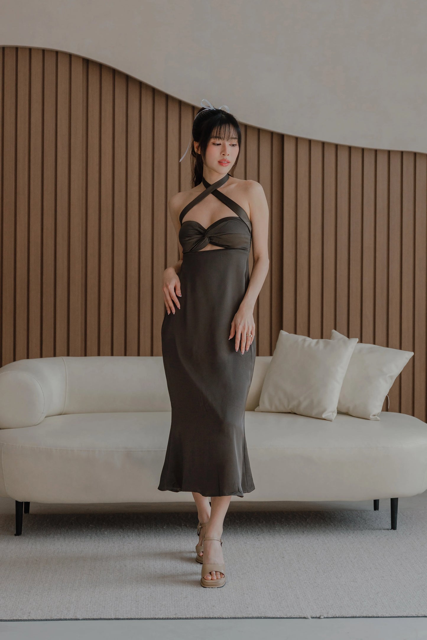 NICOLECHANGMIN x LIKKA Arista Dress in Pewter