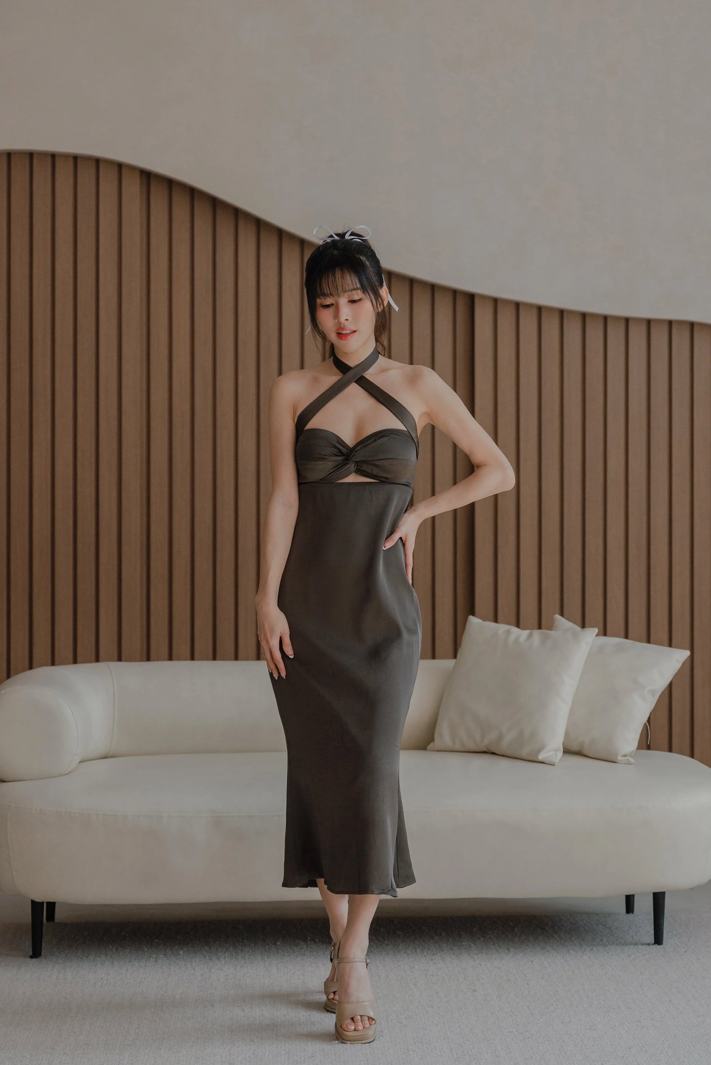 NICOLECHANGMIN x LIKKA Arista Dress in Pewter