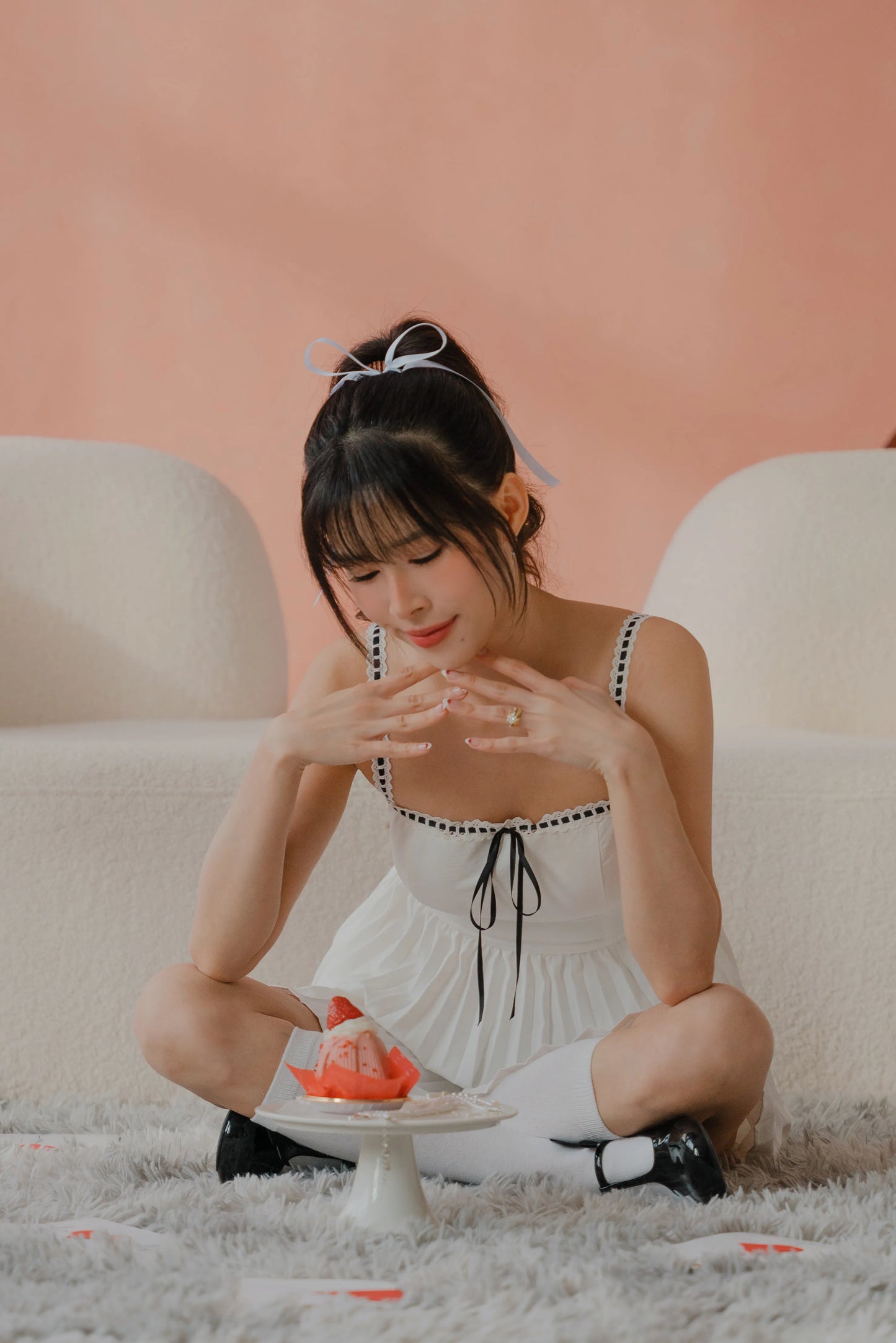 NICOLECHANGMIN x LIKKA Colette Romper Dress in White