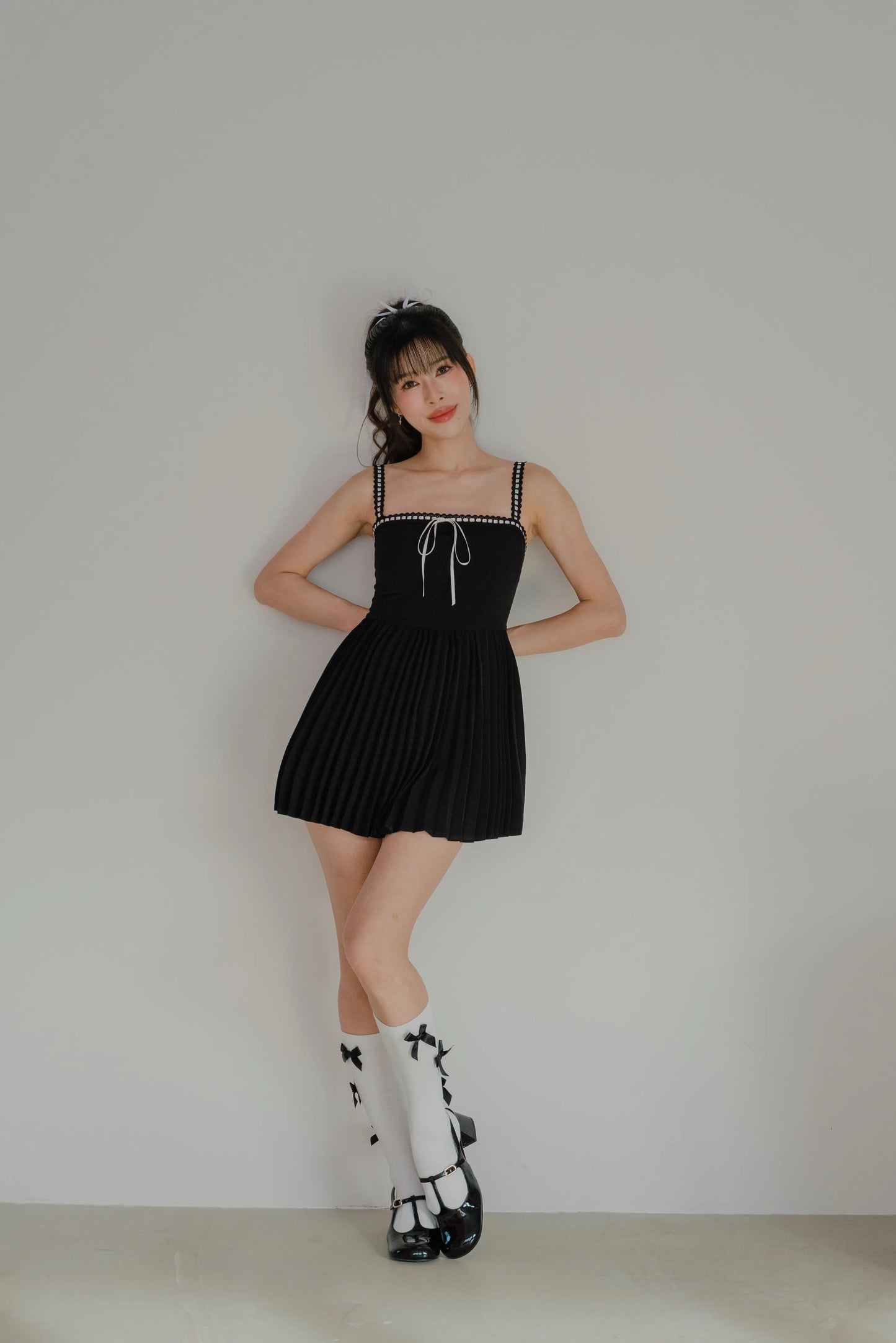 NICOLECHANGMIN x LIKKA Colette Romper Dress in Black