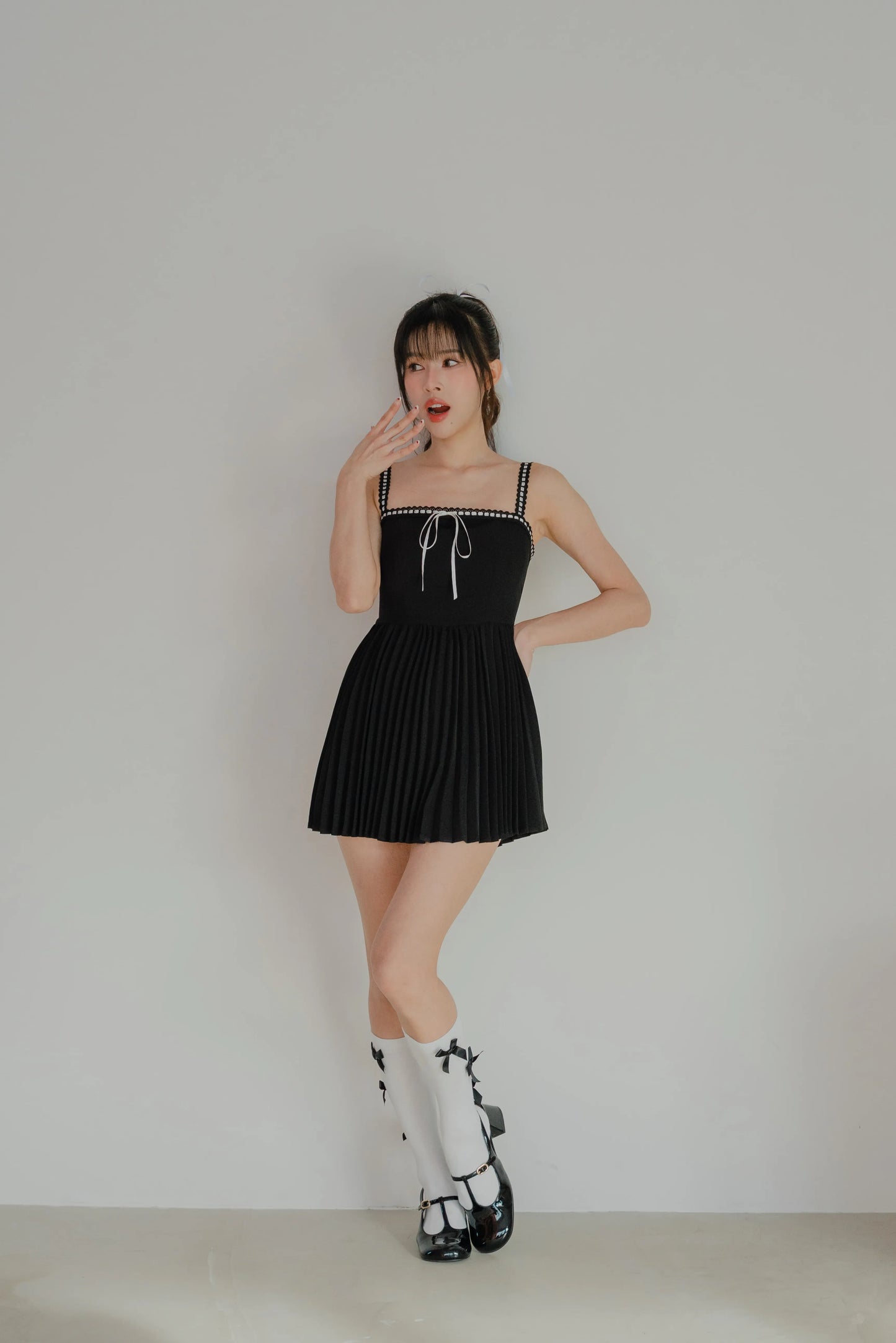NICOLECHANGMIN x LIKKA Colette Romper Dress in Black