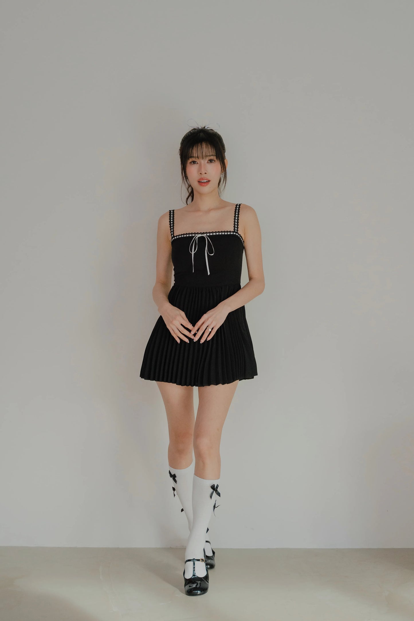 NICOLECHANGMIN x LIKKA Colette Romper Dress in Black