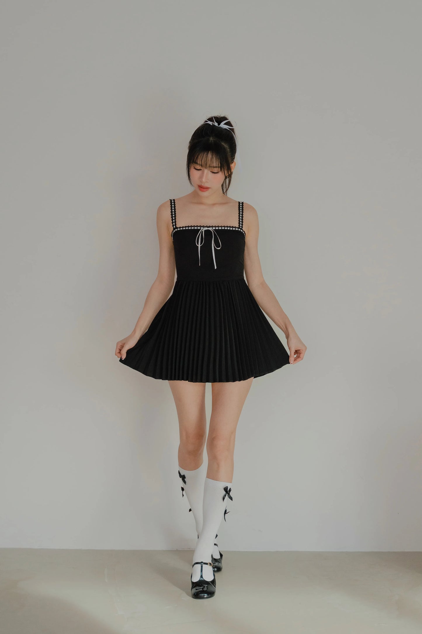 NICOLECHANGMIN x LIKKA Colette Romper Dress in Black