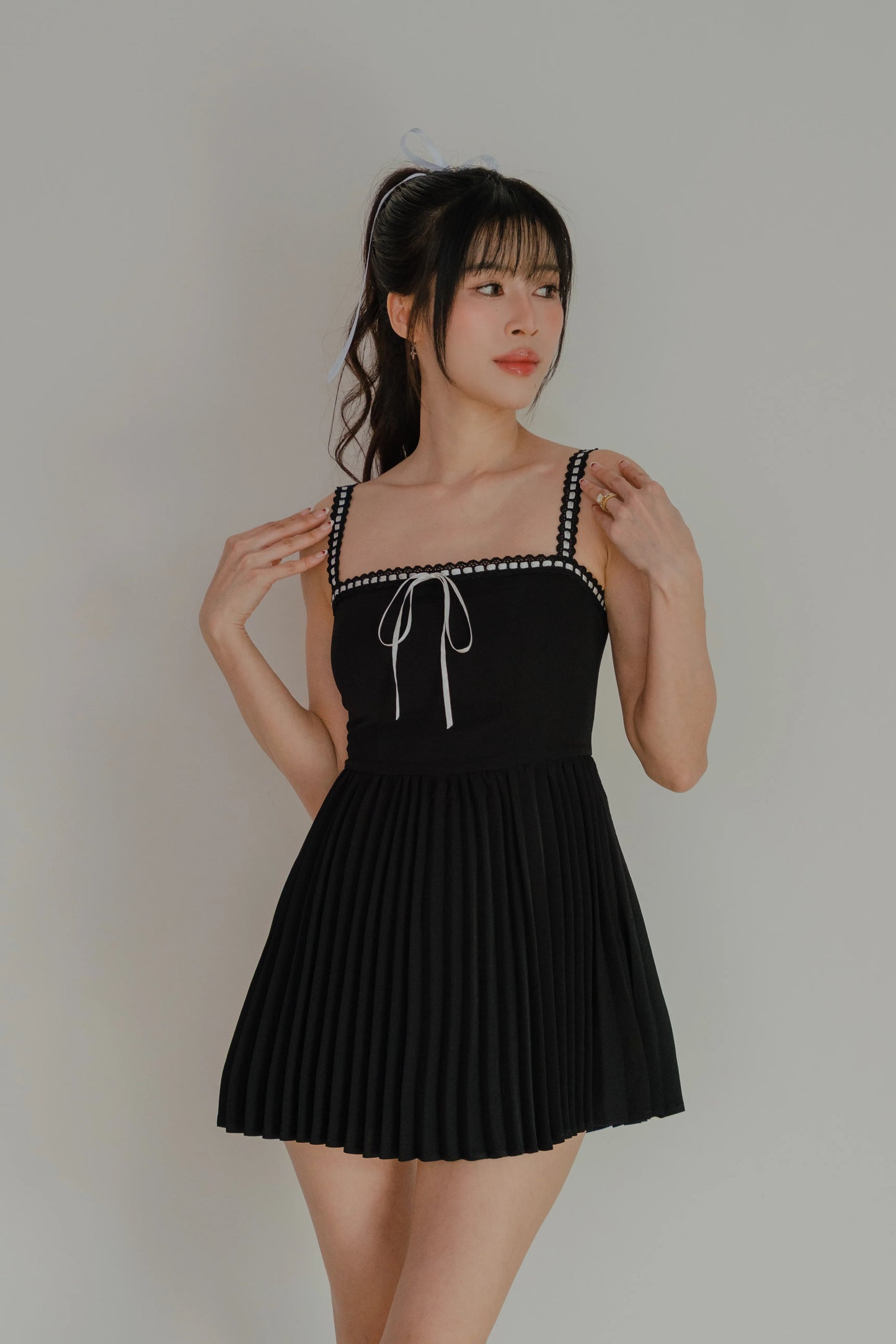 NICOLECHANGMIN x LIKKA Colette Romper Dress in Black