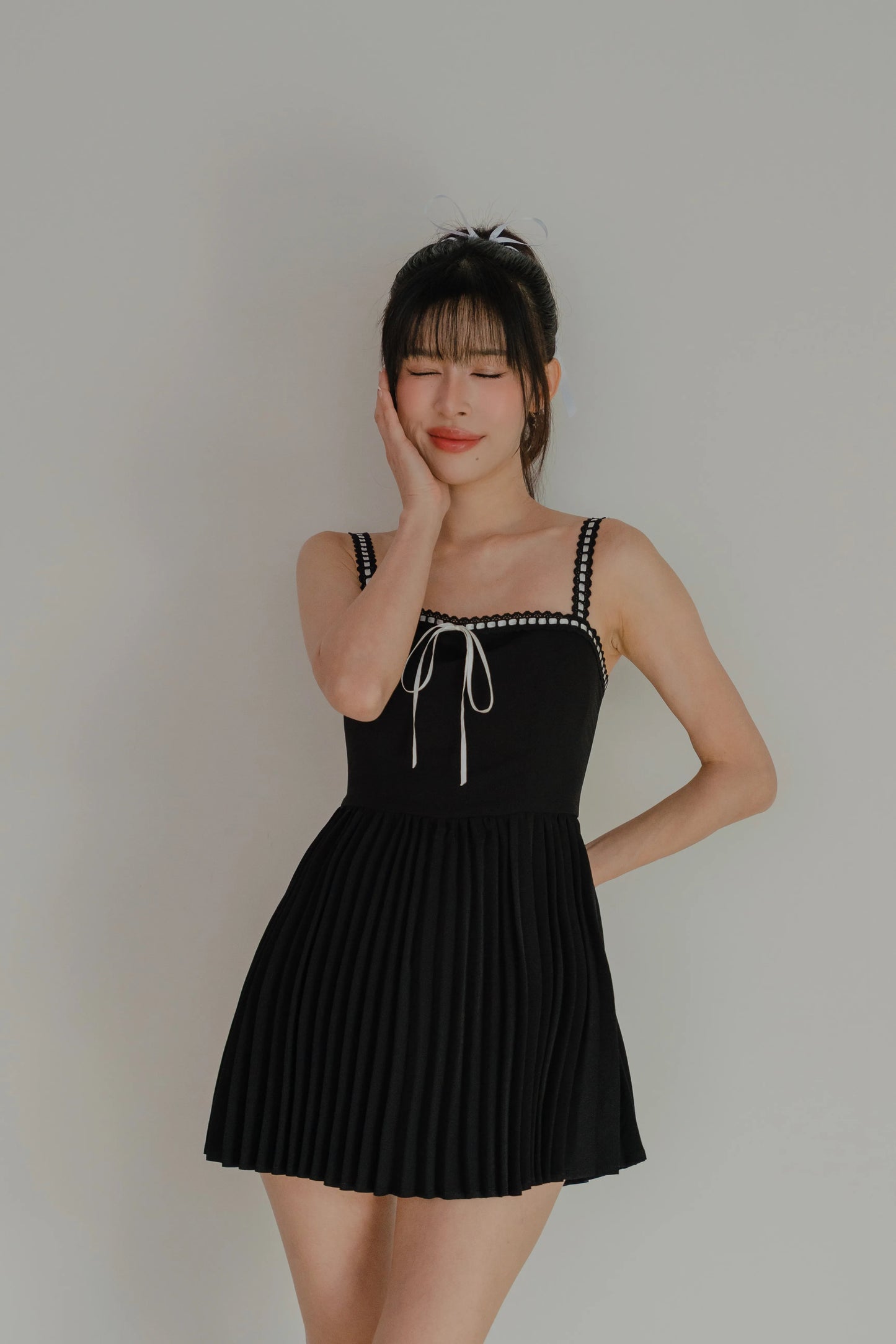 NICOLECHANGMIN x LIKKA Colette Romper Dress in Black