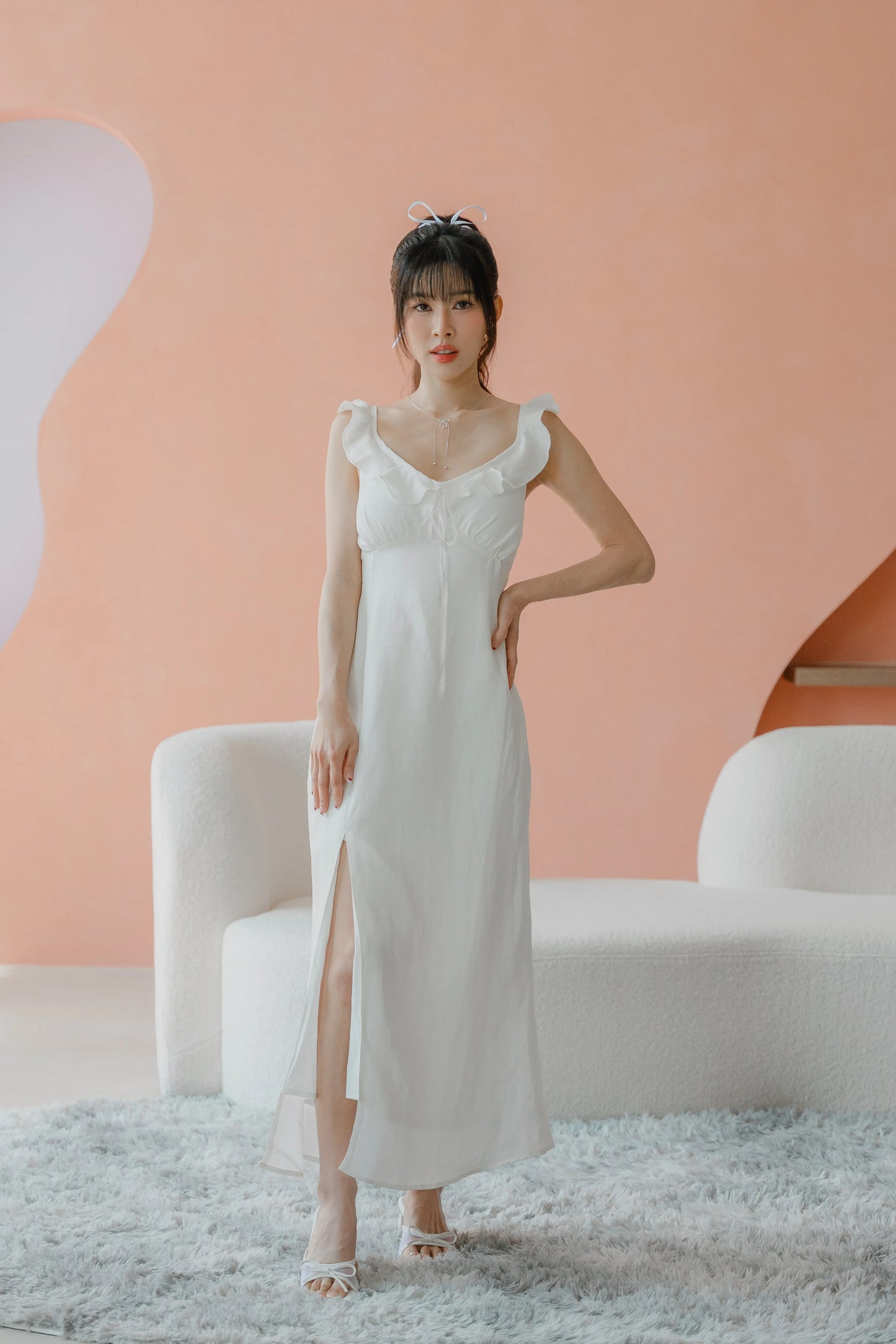 NICOLECHANGMIN x LIKKA Delphine Dress in White