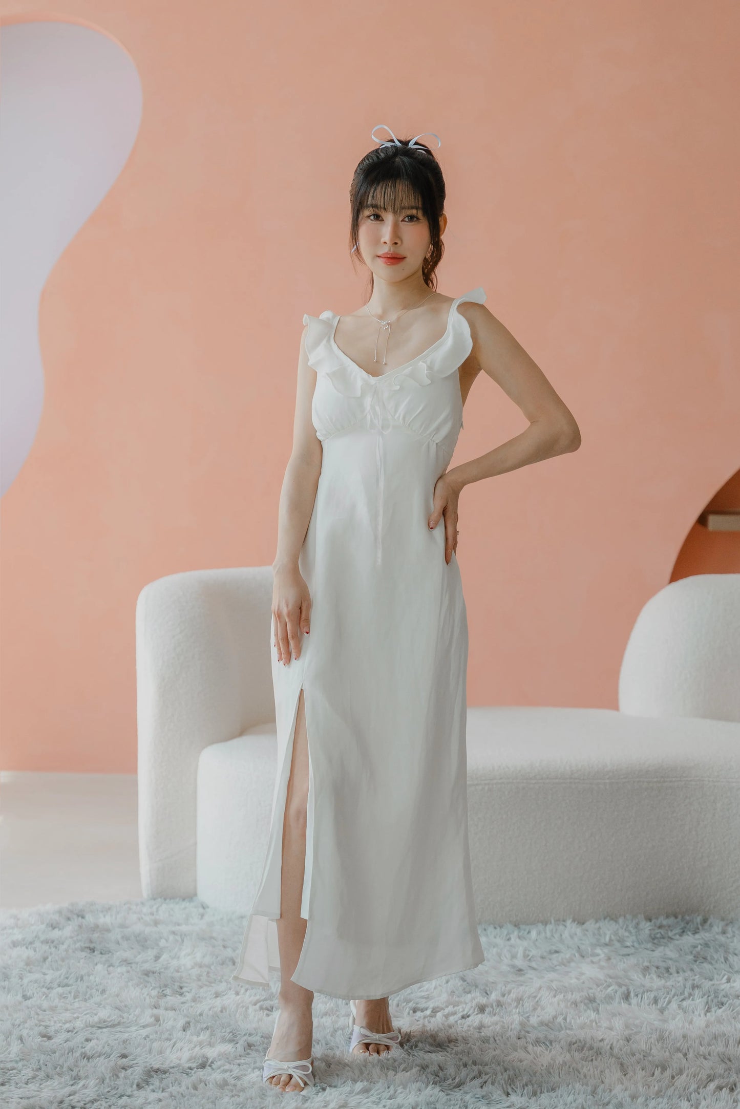 NICOLECHANGMIN x LIKKA Delphine Dress in White