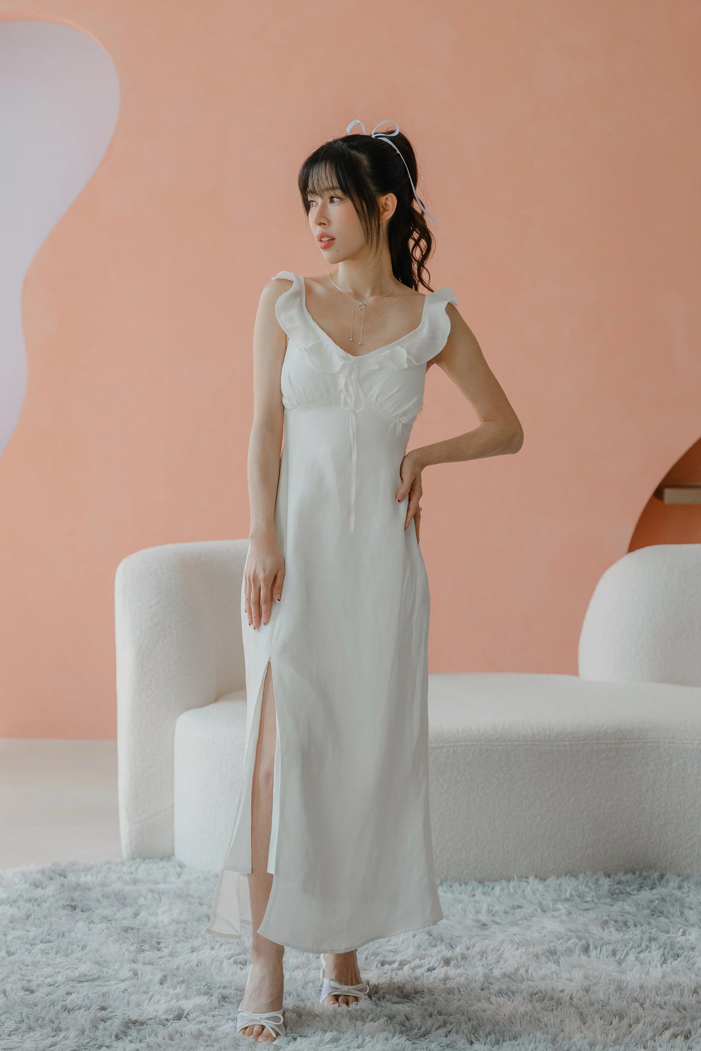 NICOLECHANGMIN x LIKKA Delphine Dress in White