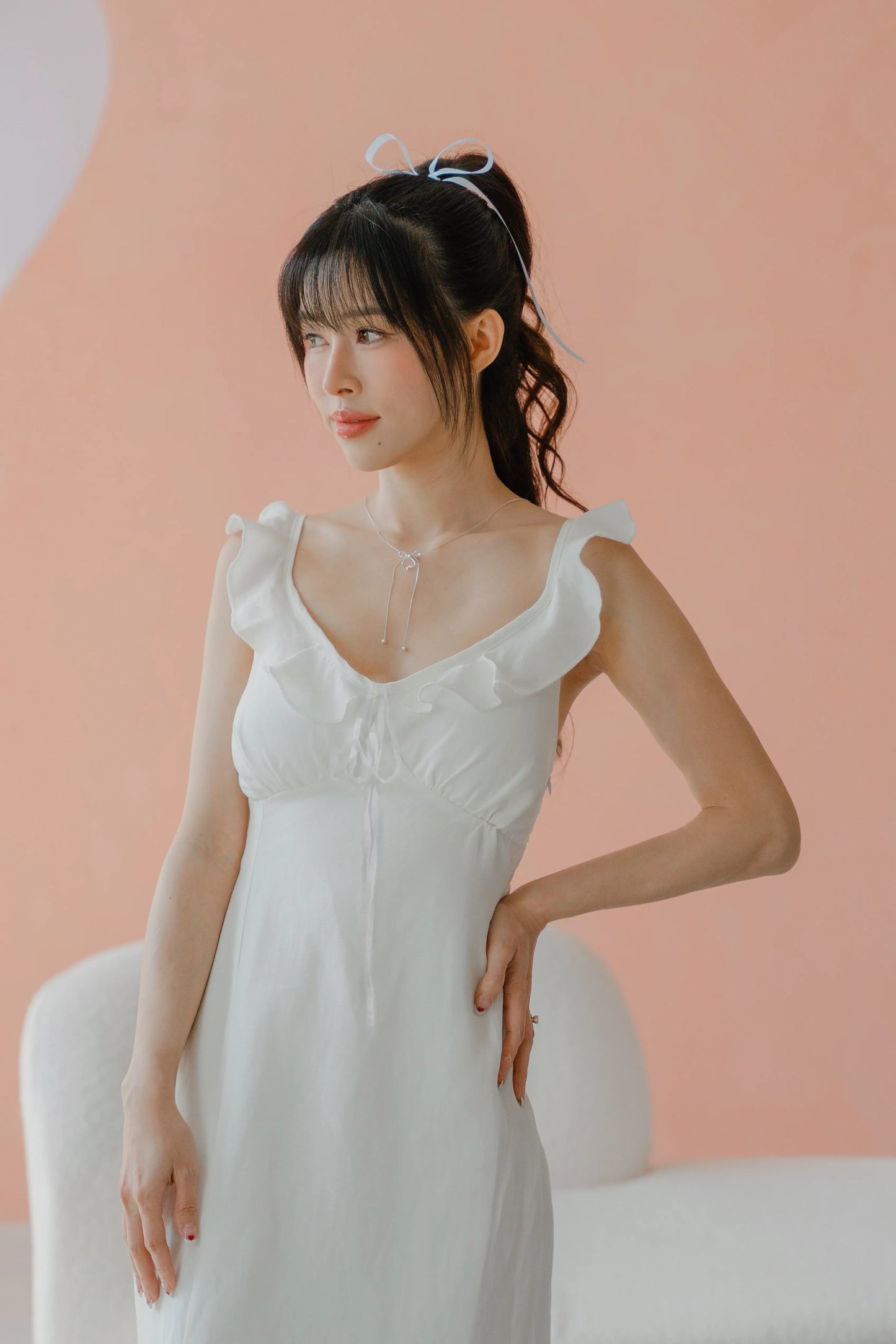 NICOLECHANGMIN x LIKKA Delphine Dress in White