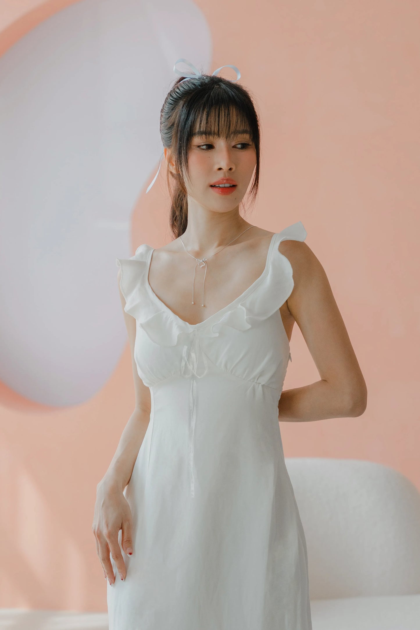 NICOLECHANGMIN x LIKKA Delphine Dress in White