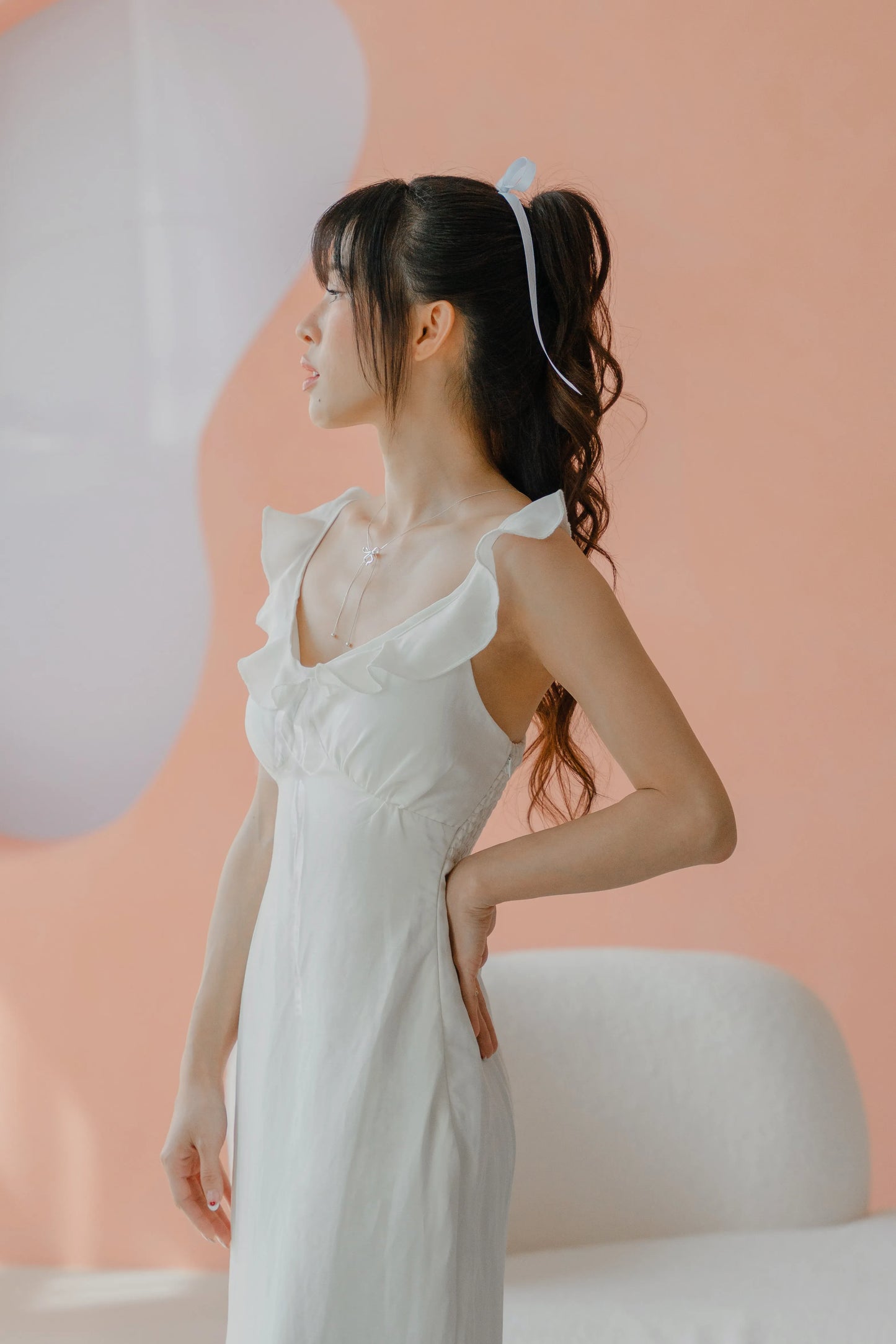 NICOLECHANGMIN x LIKKA Delphine Dress in White