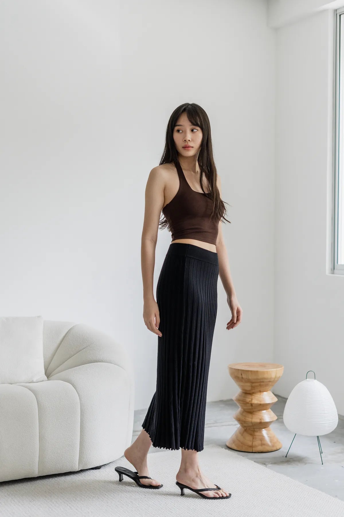 Blair Knitted Pleat Long Skirt