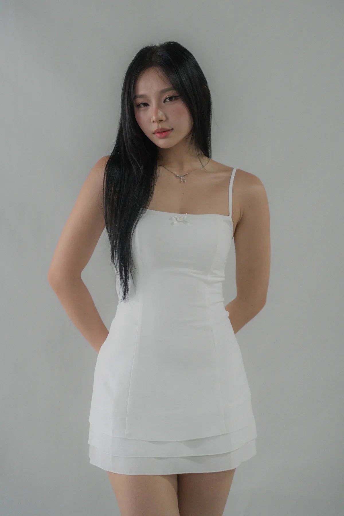 Bernadette Tiered Hem Padded Mini Dress