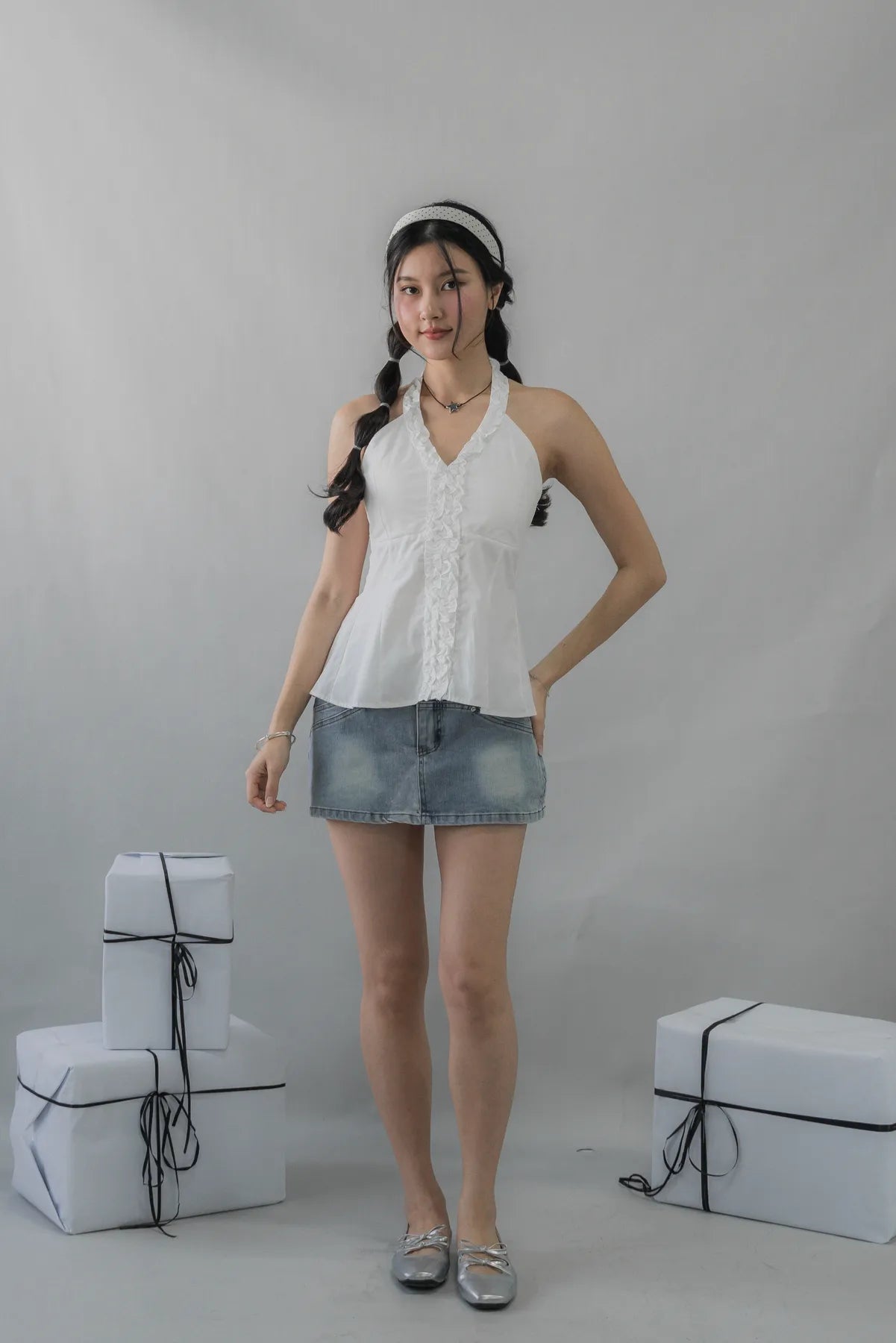 Krissy V-Neck Padded Longline Halter Top