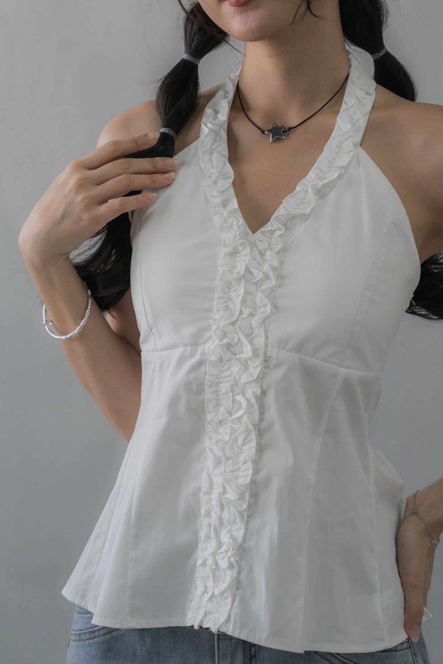 Krissy V-Neck Padded Longline Halter Top
