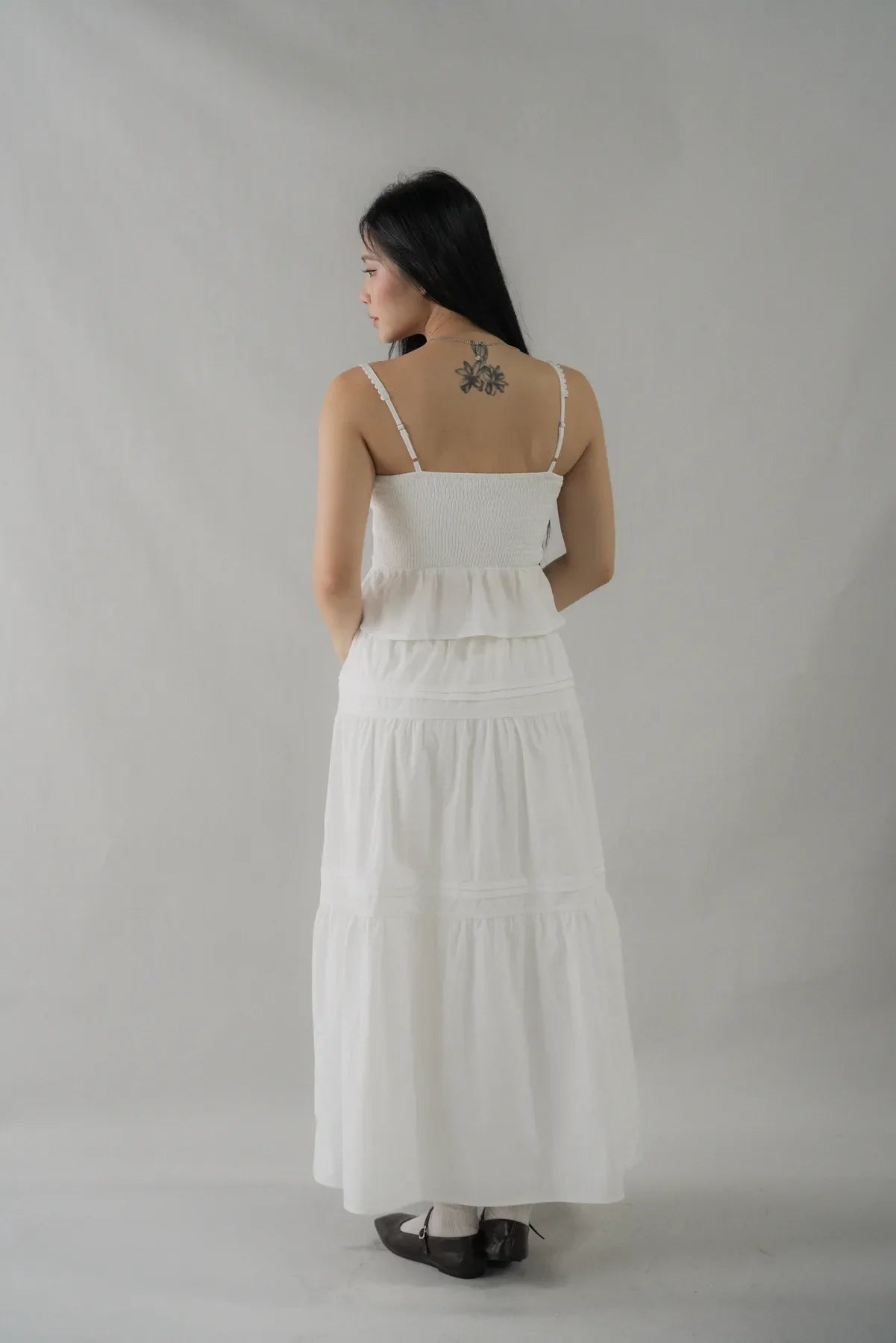 Arabella Pintuck Flowy Tiered Long Skirt