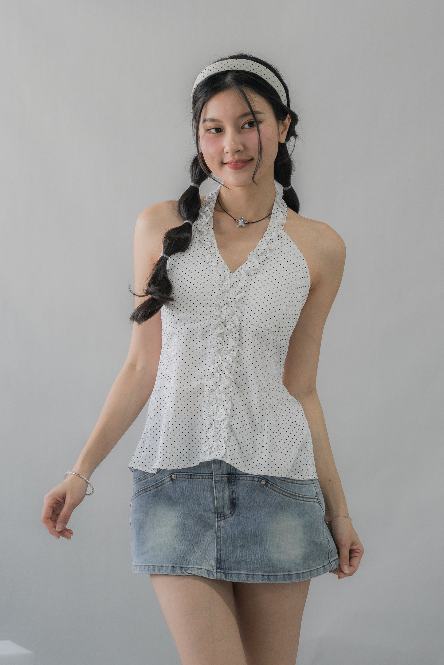 Krissy V-Neck Padded Longline Halter Top