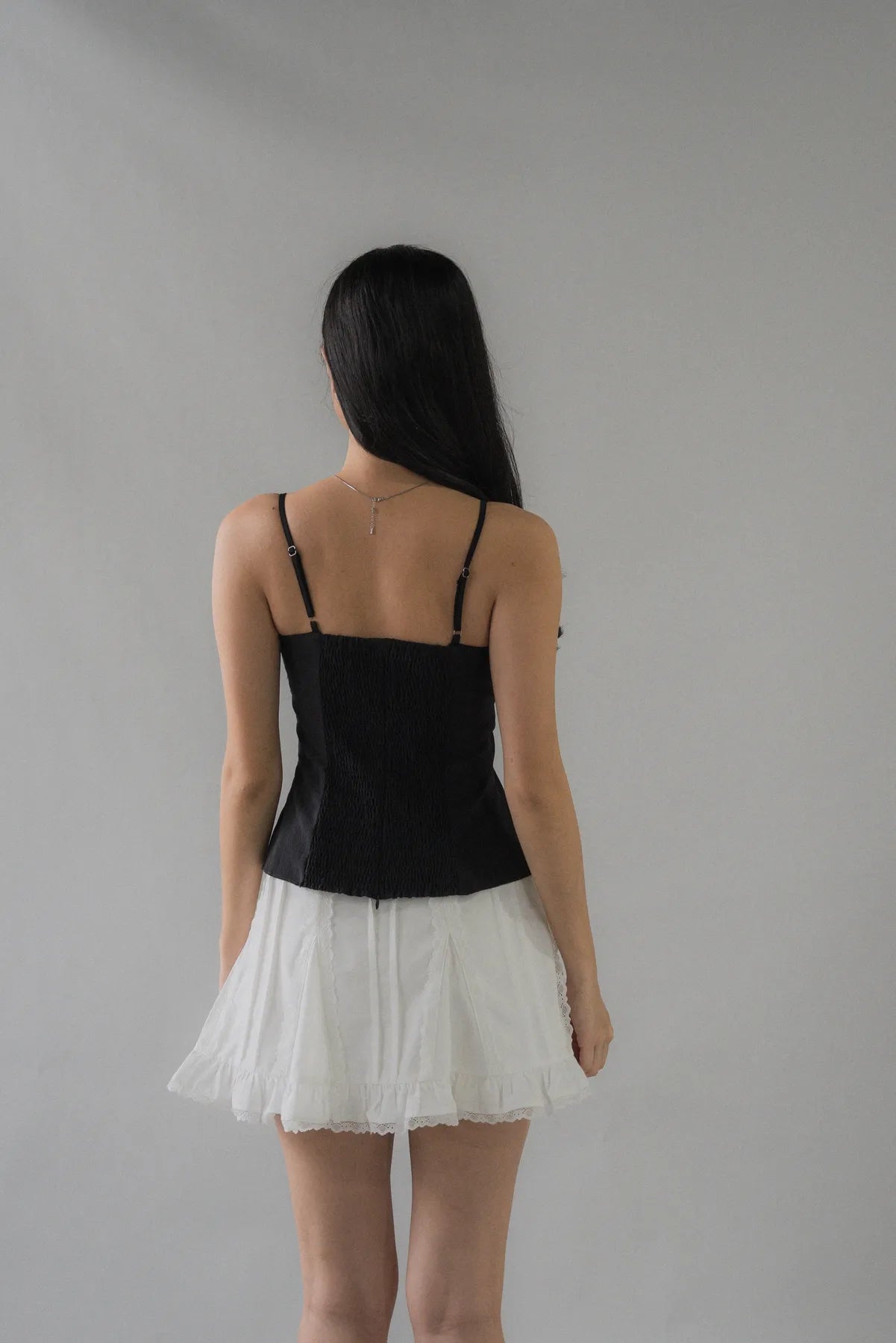 Christine Lace Ribbon Padded Tank Top