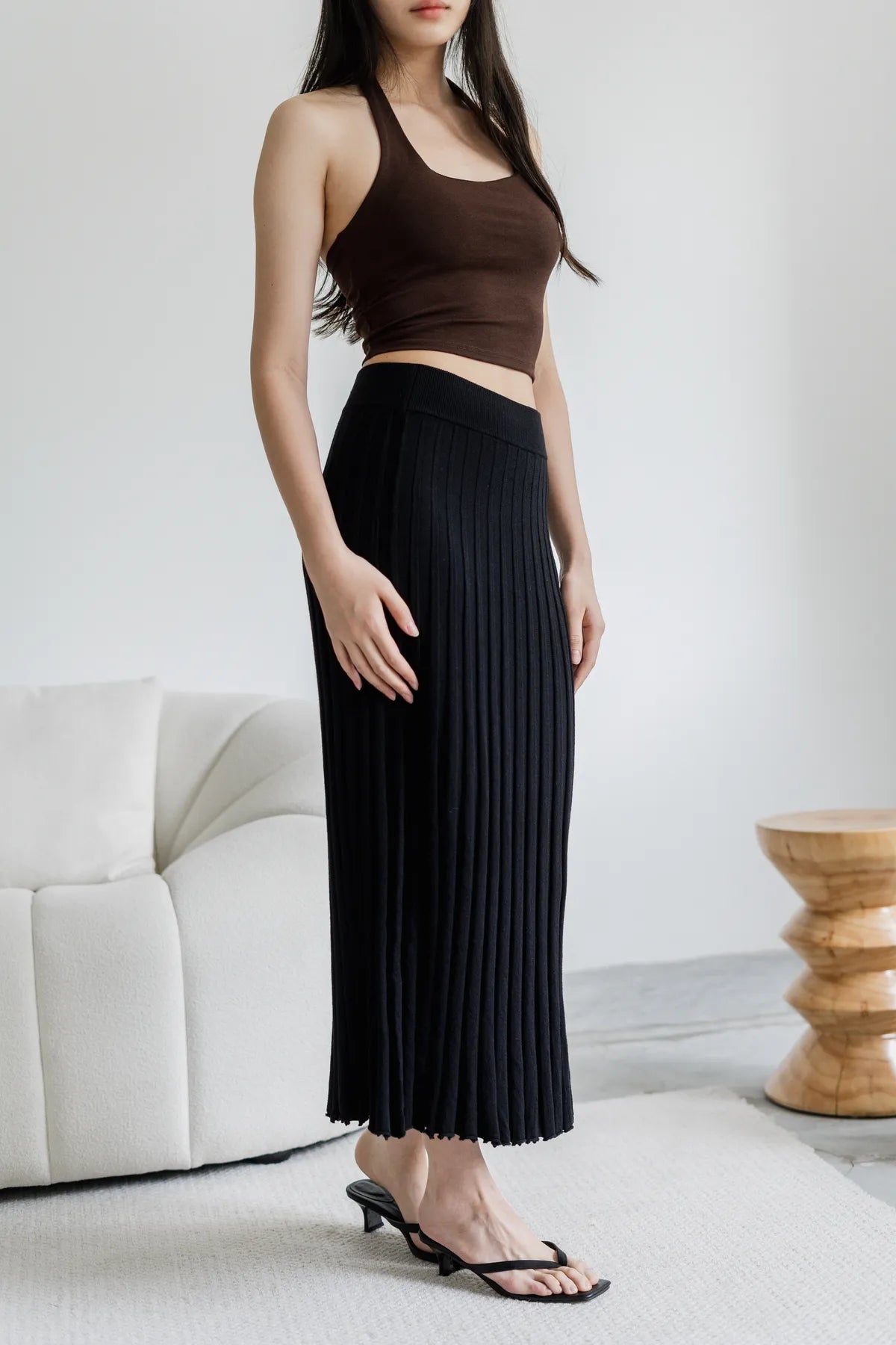 Blair Knitted Pleat Long Skirt