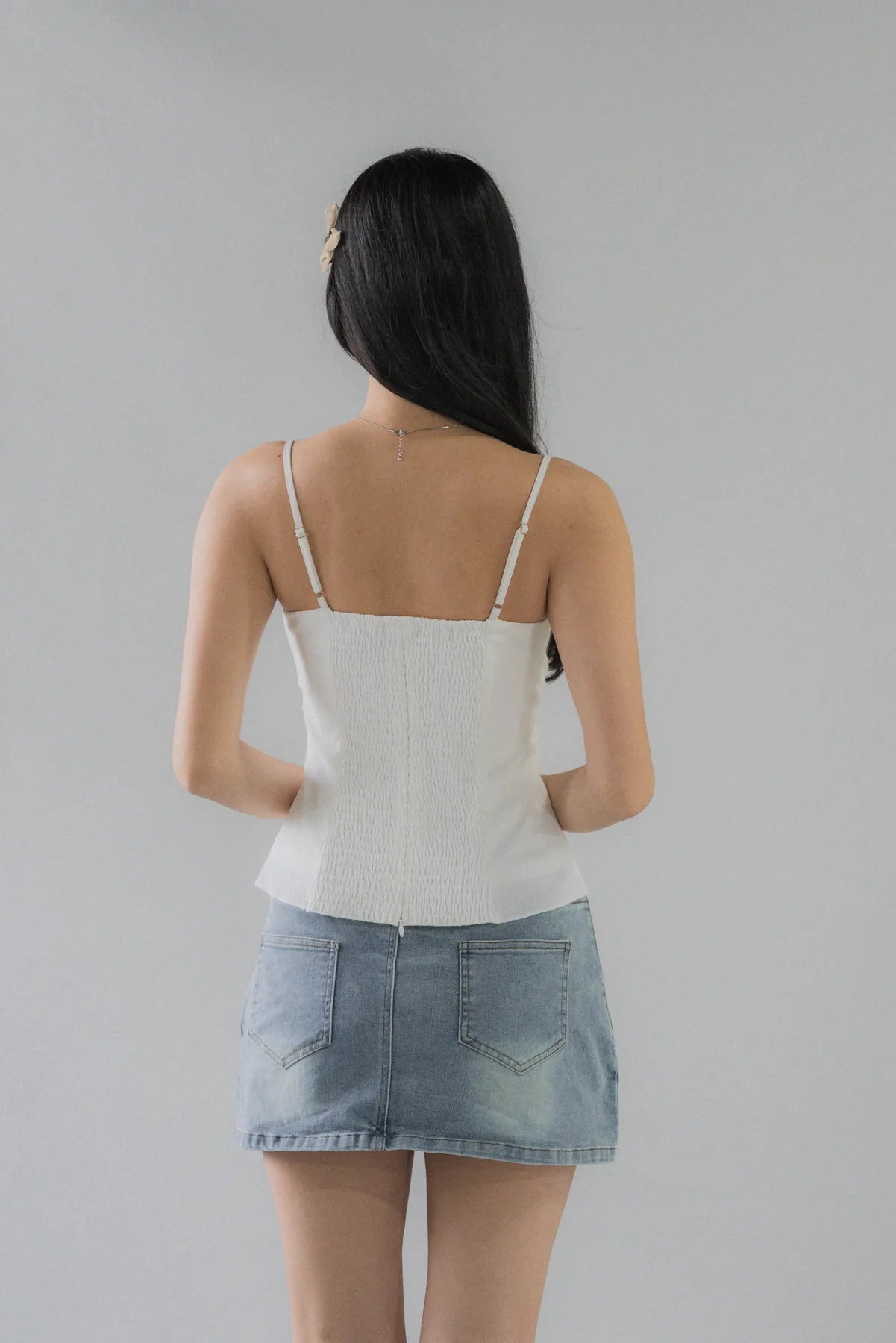 Christine Lace Ribbon Padded Tank Top